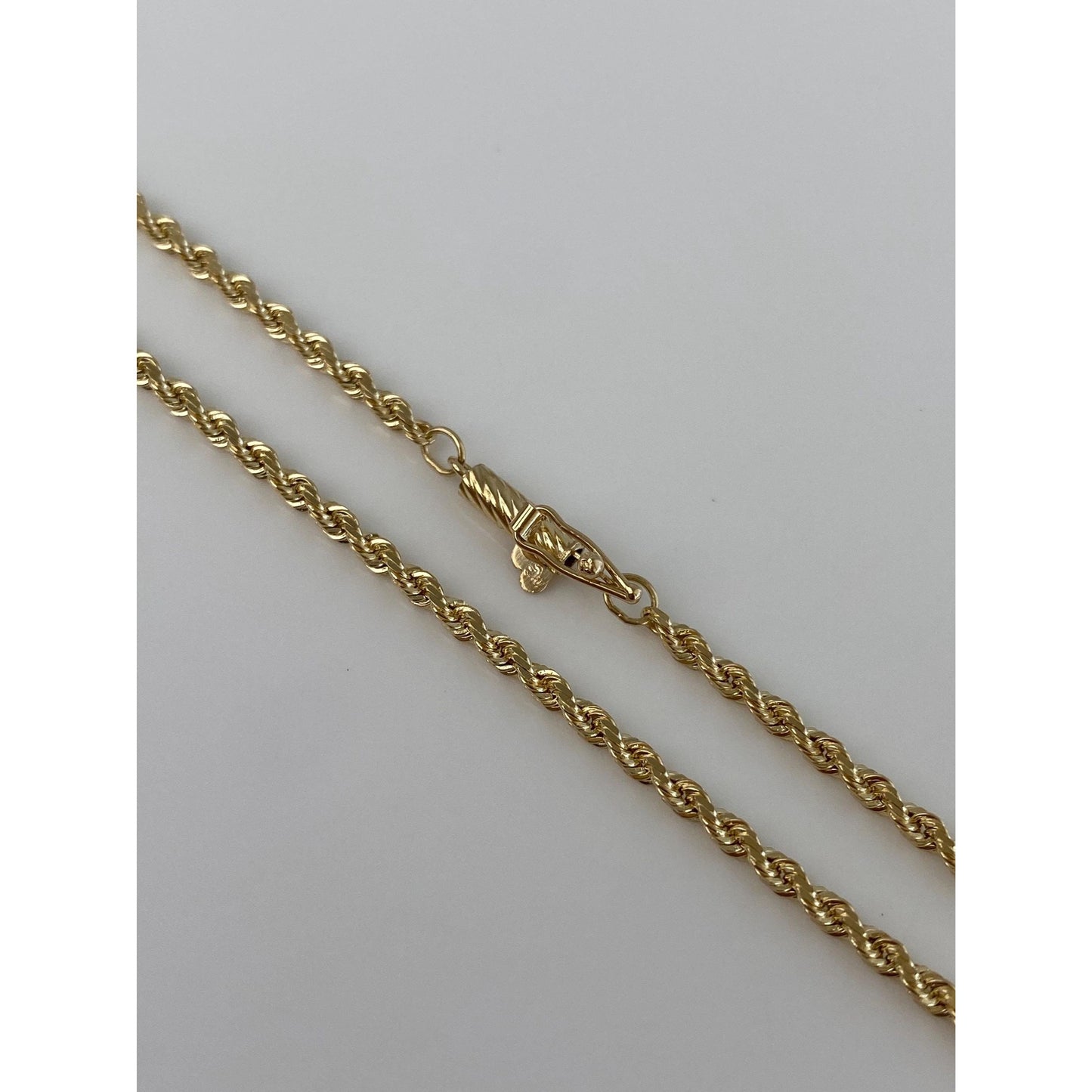 Vintage Solid 14k Yellow Gold Rope Chain Necklace - 23.75 inches
