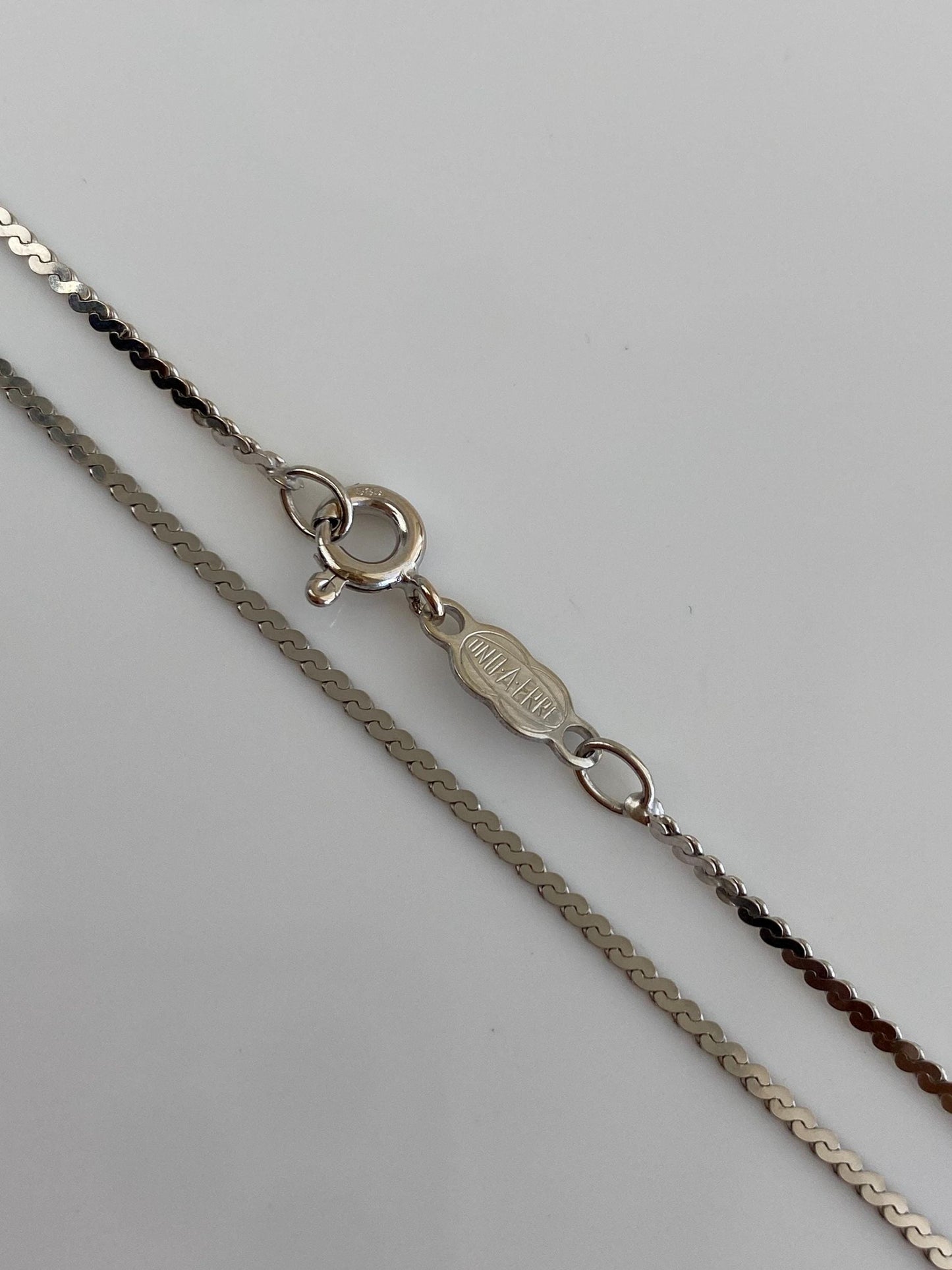 Vintage Solid 14k White Gold Long Serpentine Chain Necklace - 24 inches