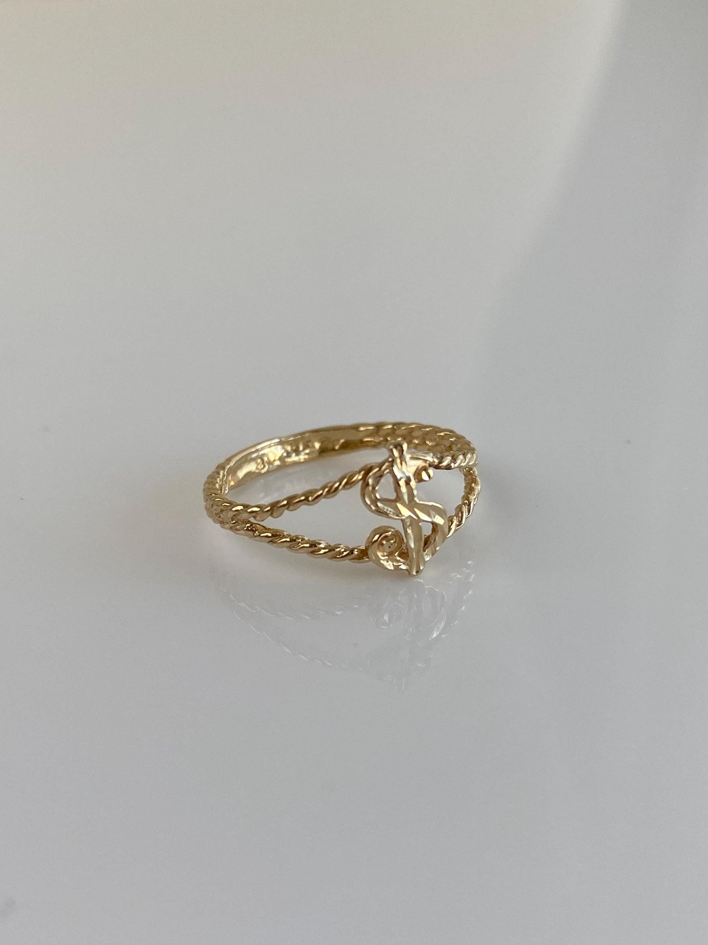 Vintage Solid 14k Yellow Gold Money Sign Ring - Size 4.5