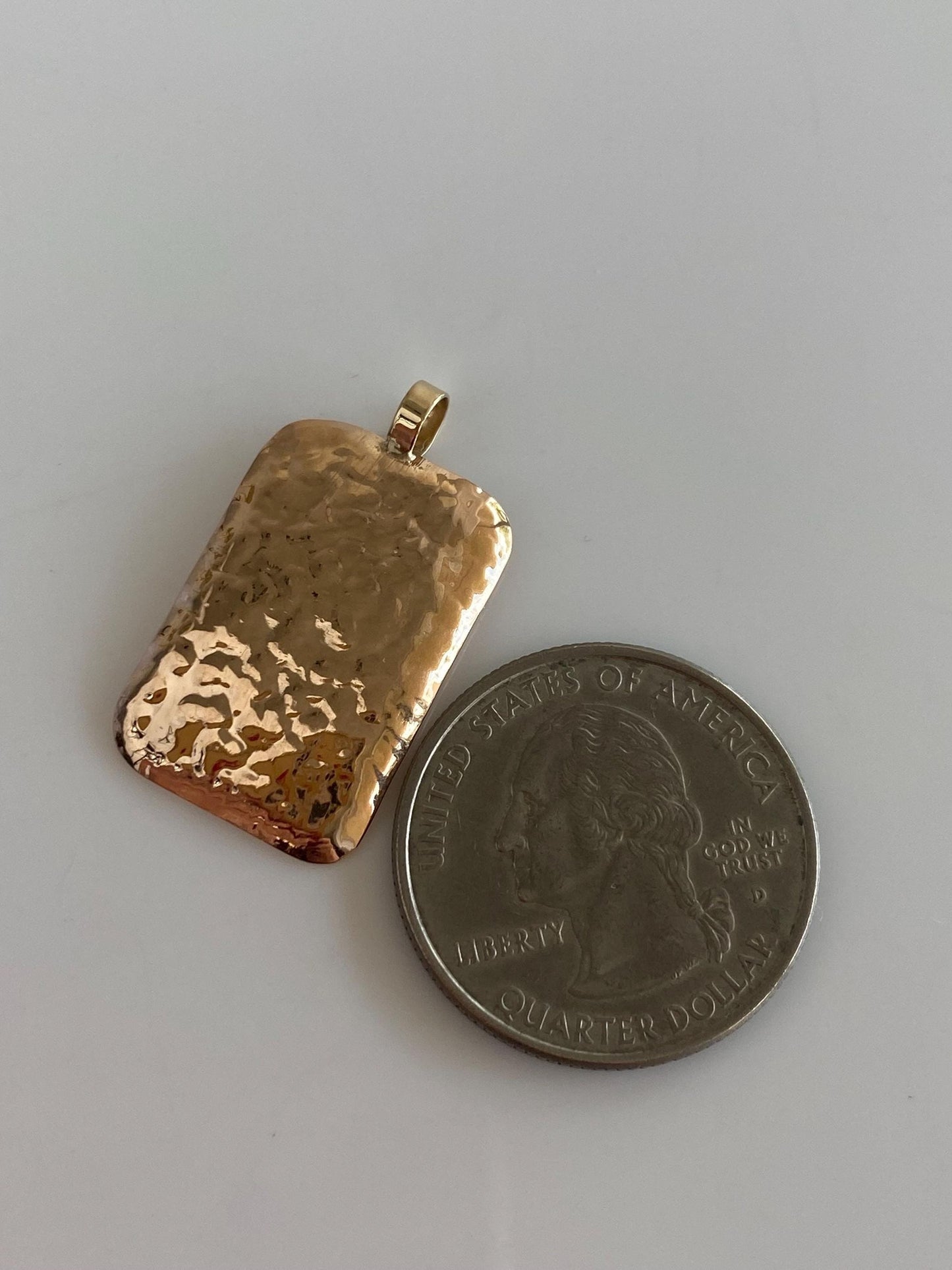 Vintage Solid 14k Rosey Gold Hammered Texture Charm