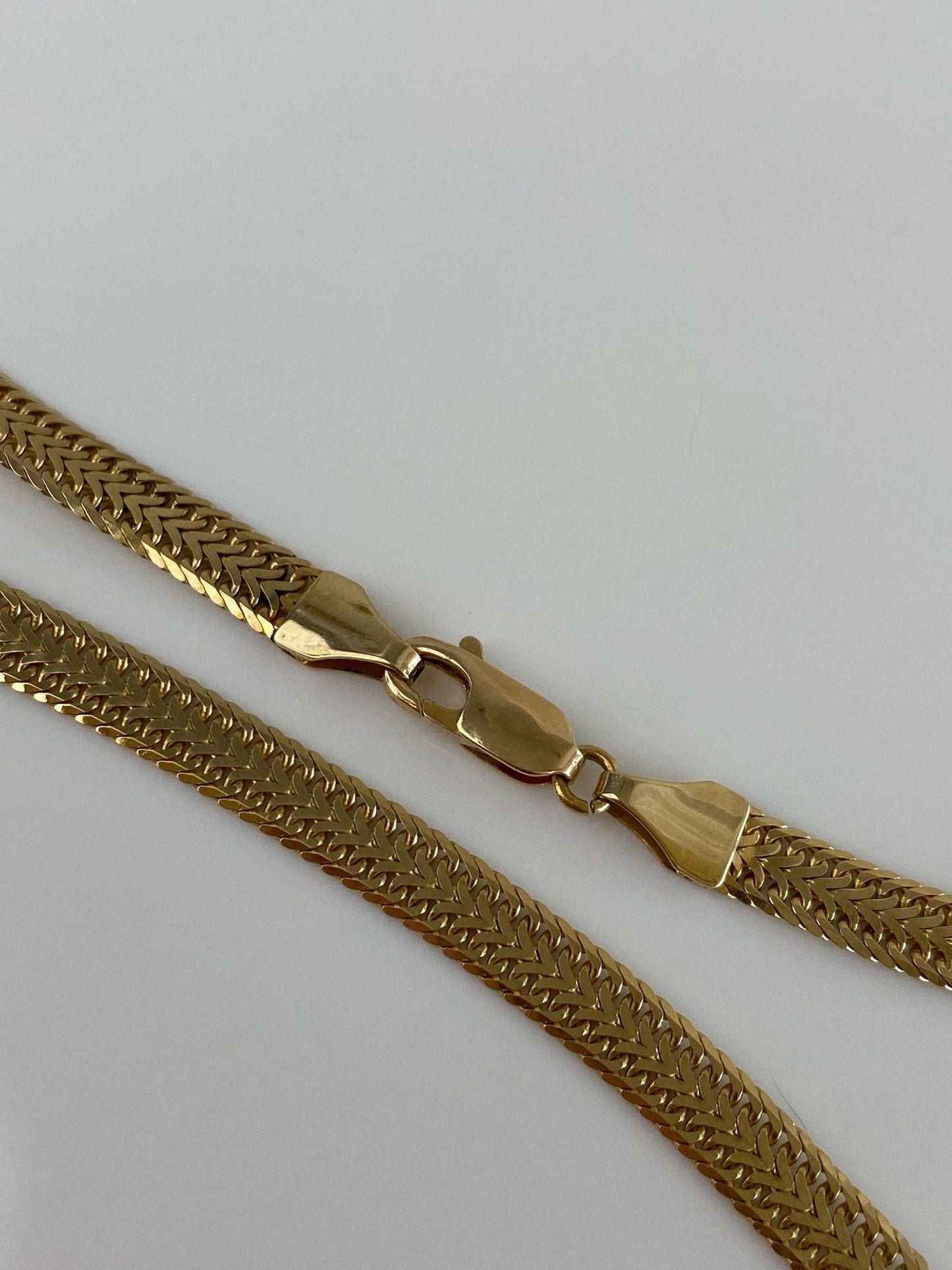 Vintage Solid 14k Yellow Gold Flat Woven Chain Necklace - 20 inches
