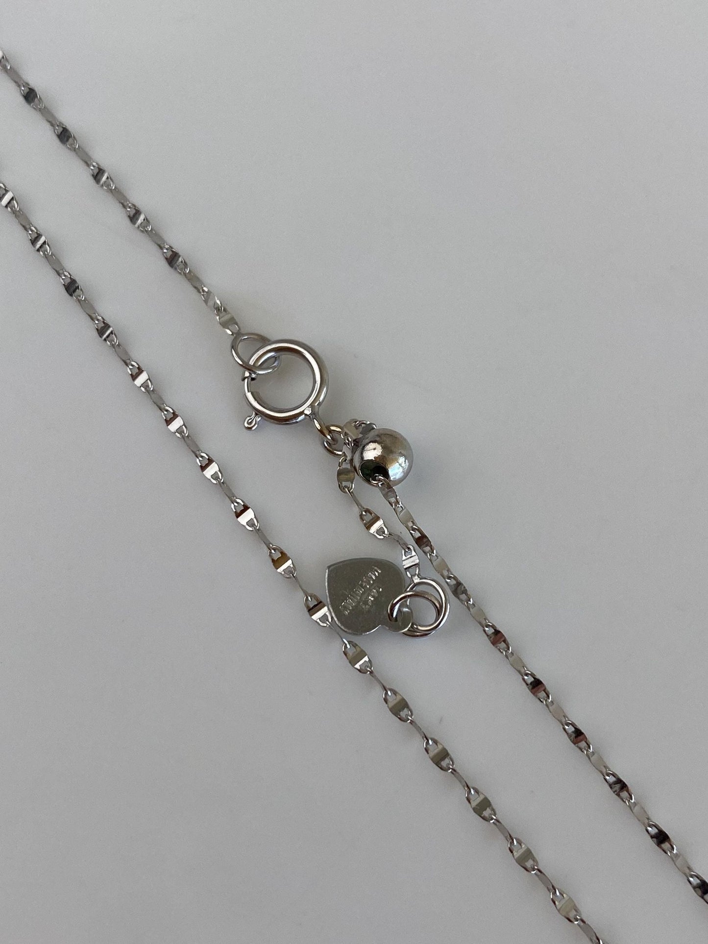 Vintage Solid 14k White Gold Adjustable Fancy Twist Chain Necklace - 20 inches