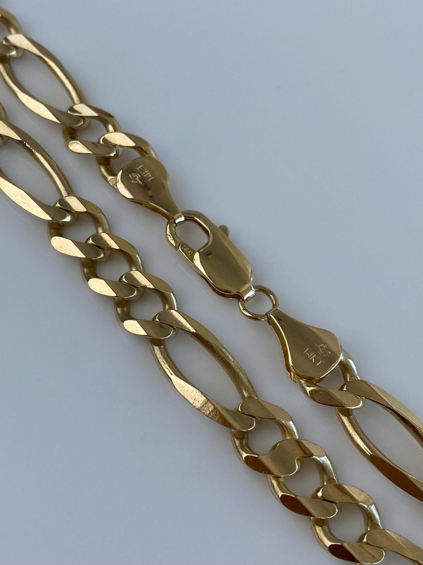 Vintage Solid 14k Yellow Gold Chunky Figaro Chain Necklace - 23.25 inches