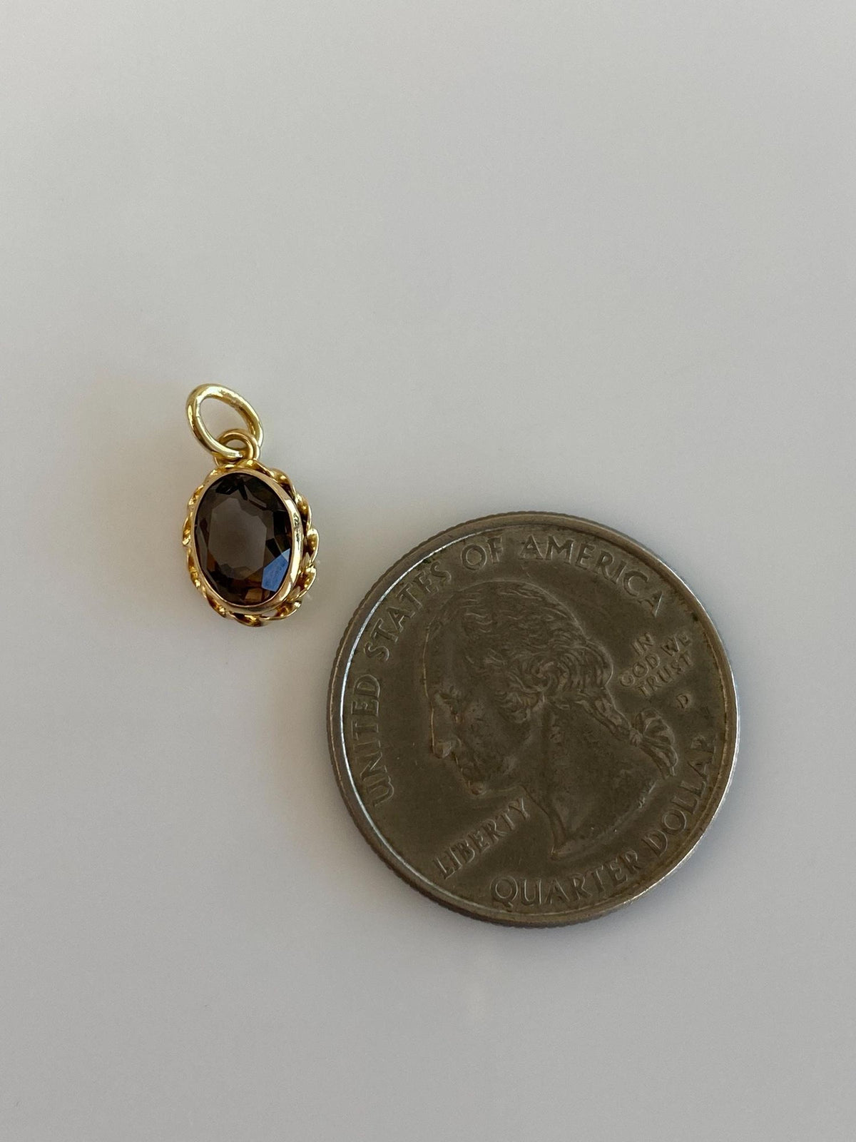 Vintage Solid 14k Yellow Gold Smokey Quartz Charm