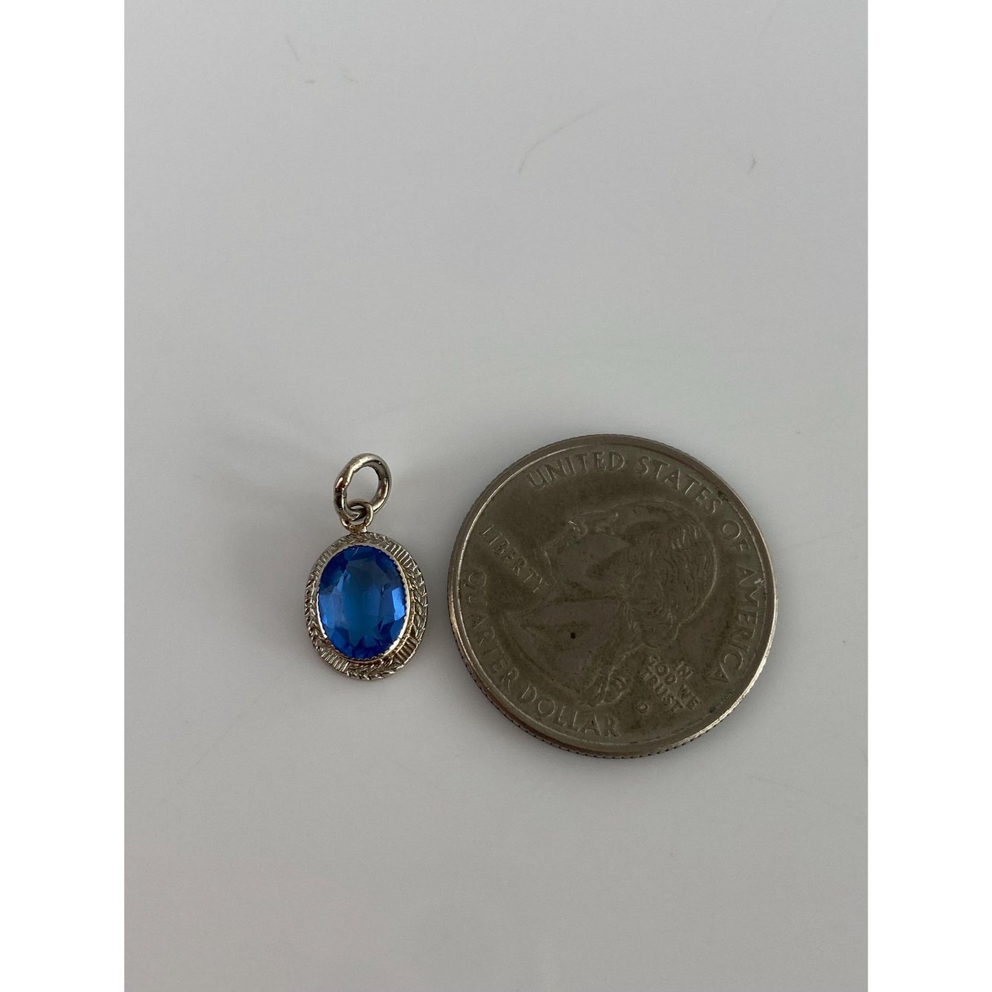 Vintage Solid 10k White Gold Blue Cubic Zirconia Stick Pin Conversion Charm