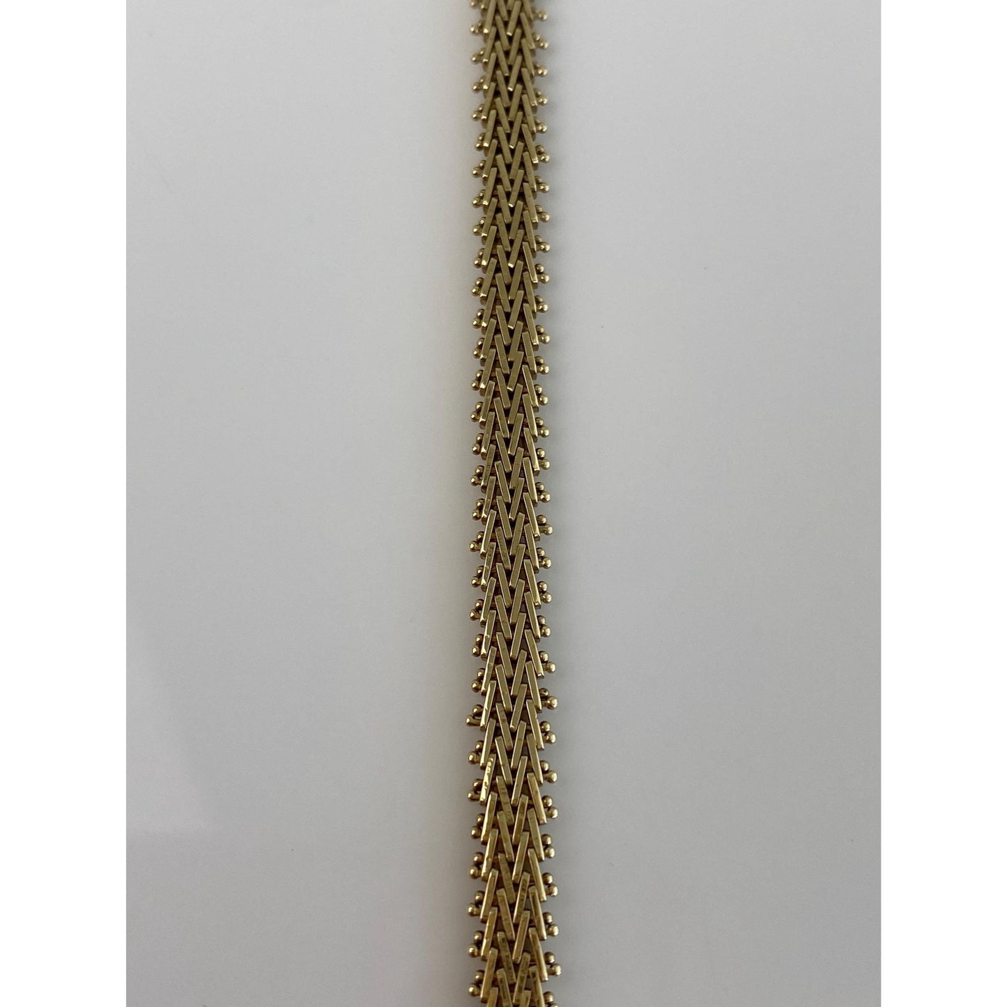 Vintage Solid 14k Yellow Gold Fishtail Chain Bracelet - 7.5 inches