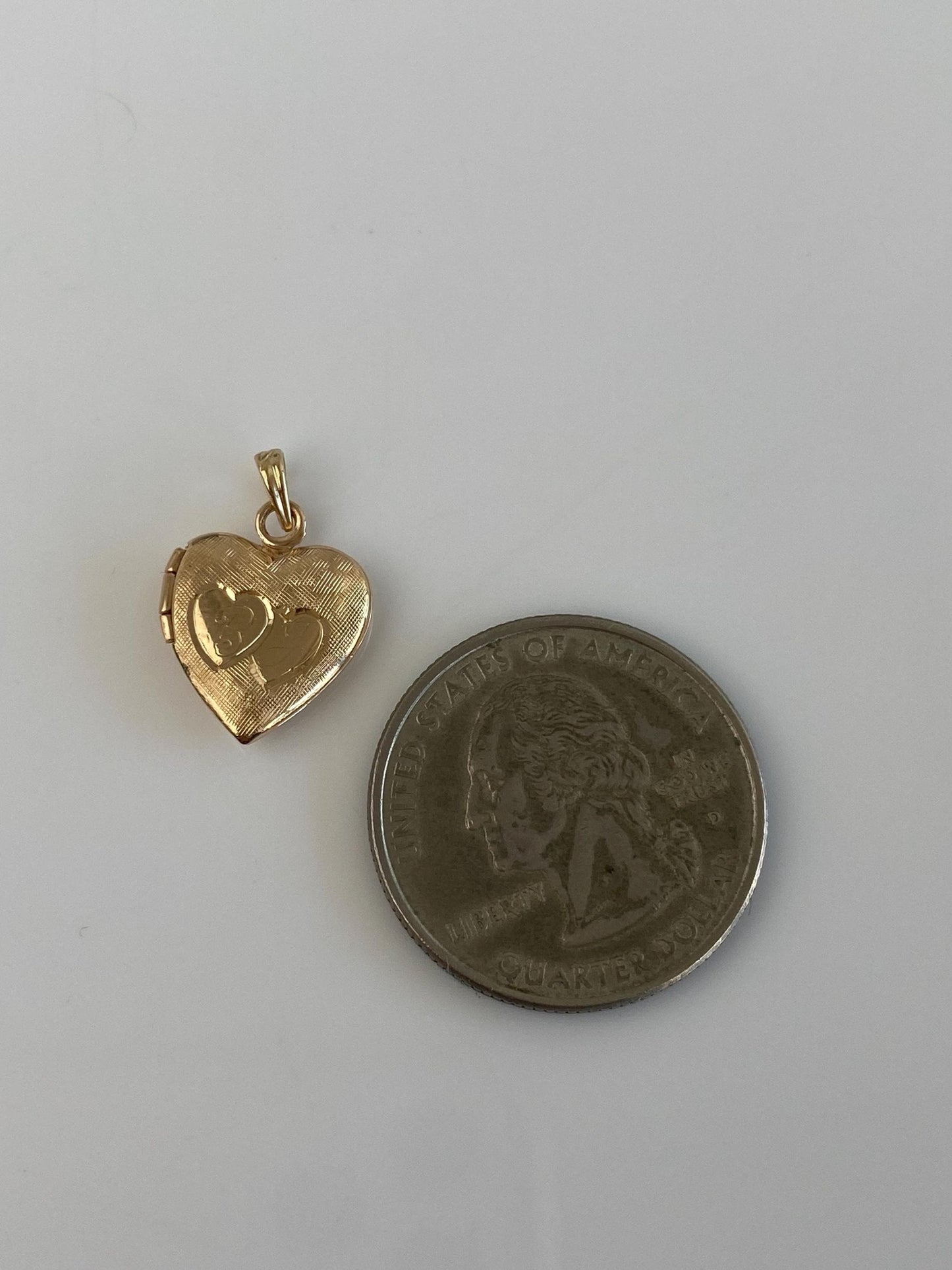 Vintage Solid 14k Yellow Gold Hearts Design Heart Locket Charm