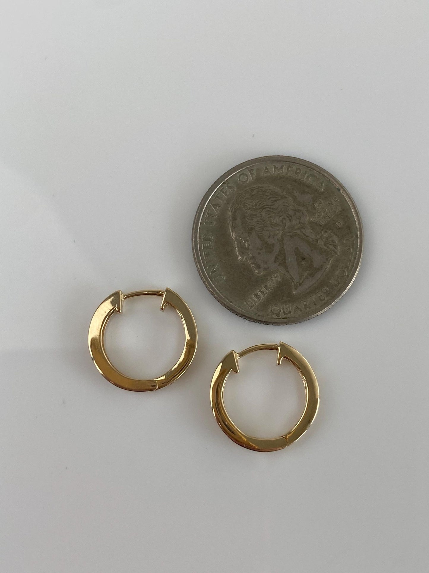 Vintage Solid 14k Yellow Gold Diamond Hoop Earrings