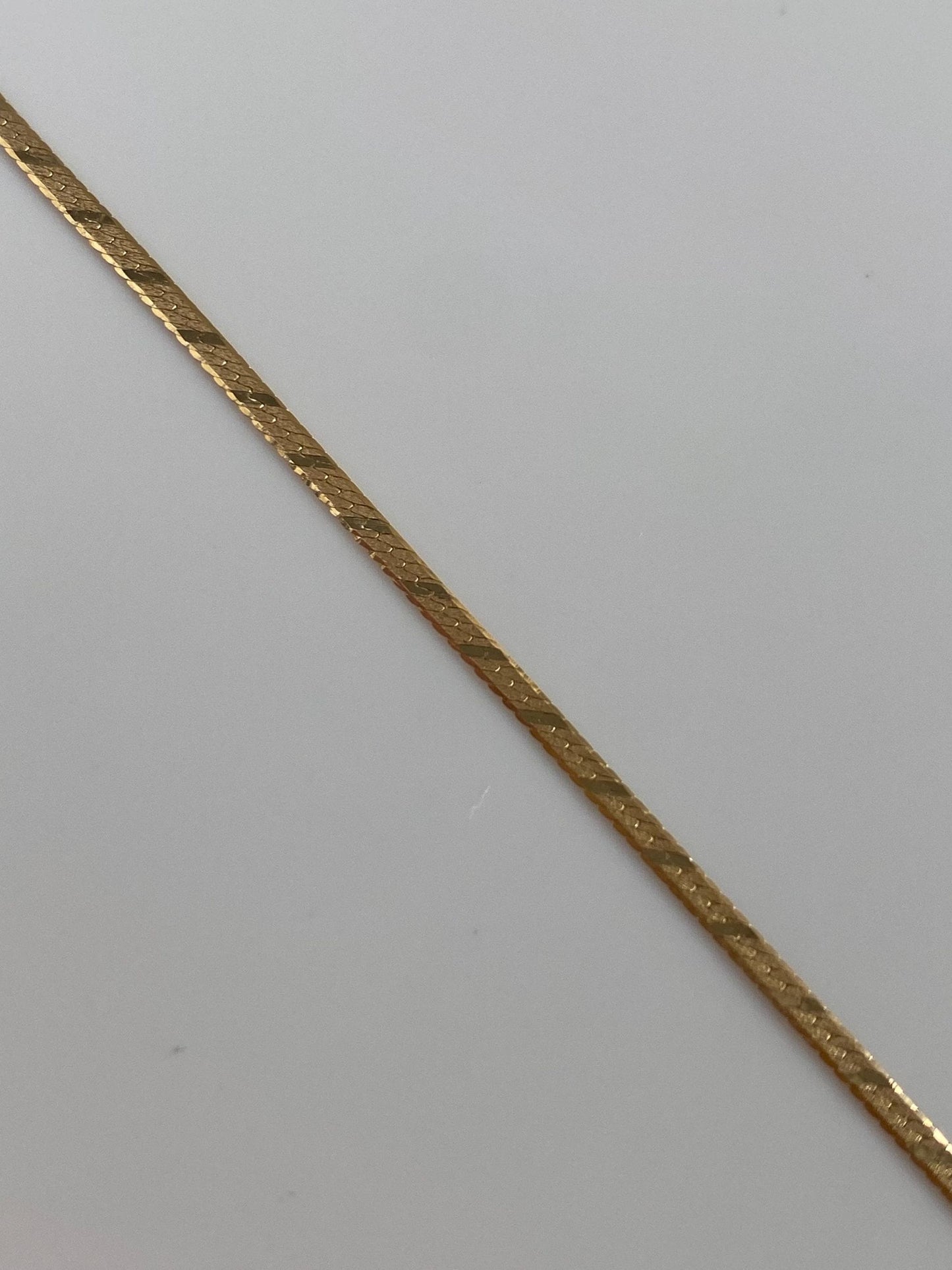 Vintage Solid 14k Yellow Gold Pattern Flat Chain Bracelet Anklet - 8.75 inches
