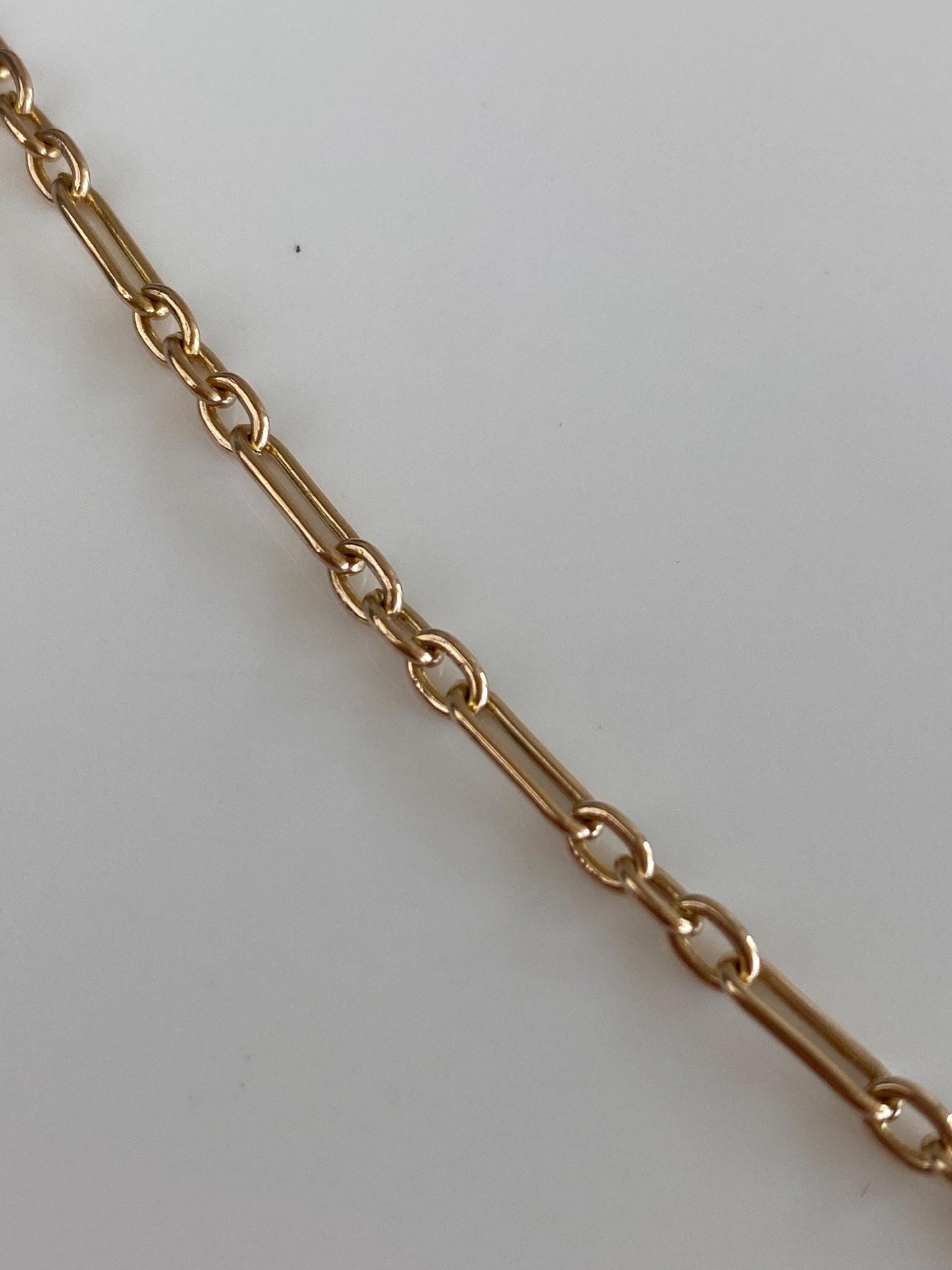 Vintage Solid 14k Yellow Gold Trombone Albert Link Chain Bracelet - 7 inches