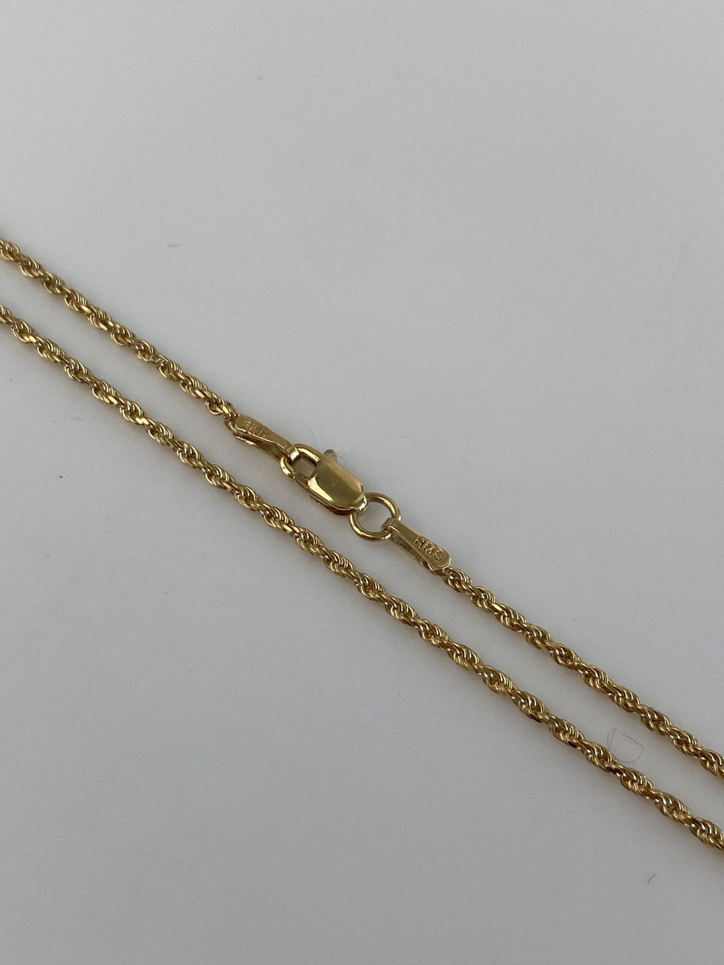 Vintage Solid 10k Yellow Gold Dainty Rope Chain Necklace - 16 inches