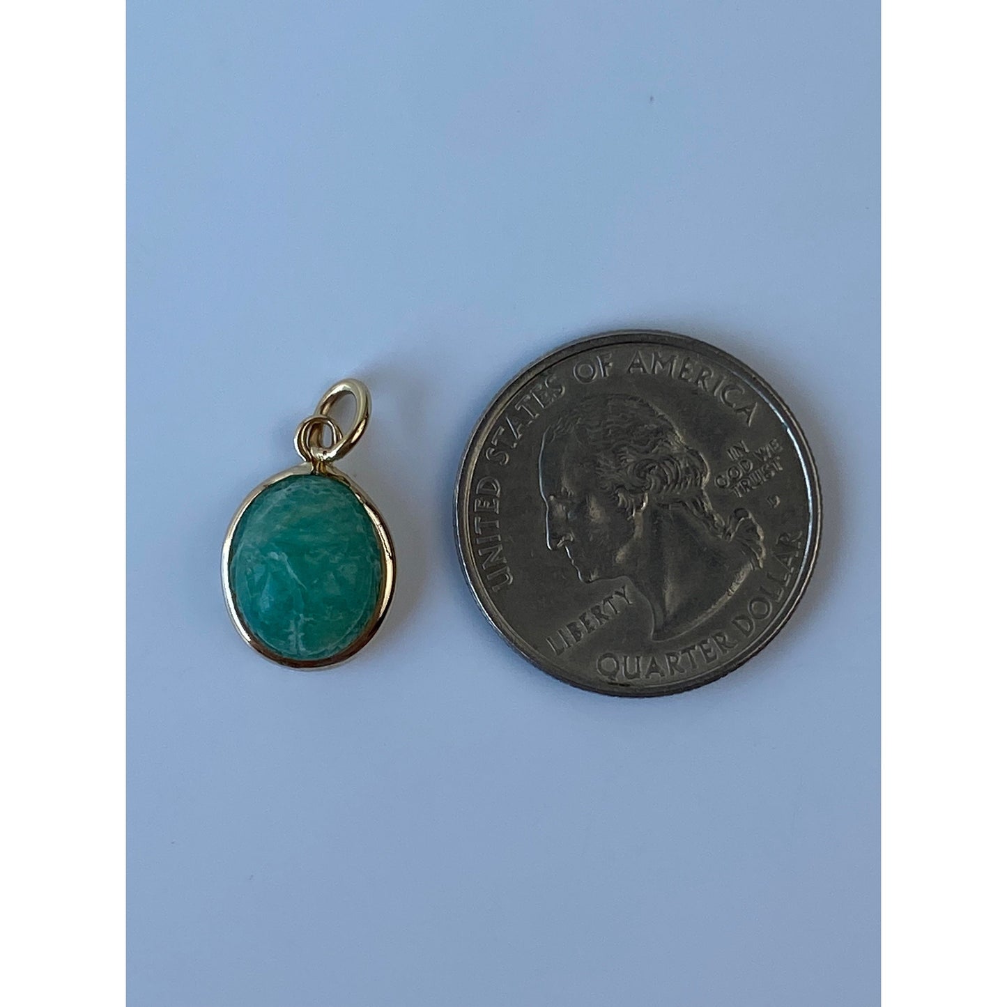 Vintage Solid 14k Yellow Gold Amazonite Carved Scarab Charm
