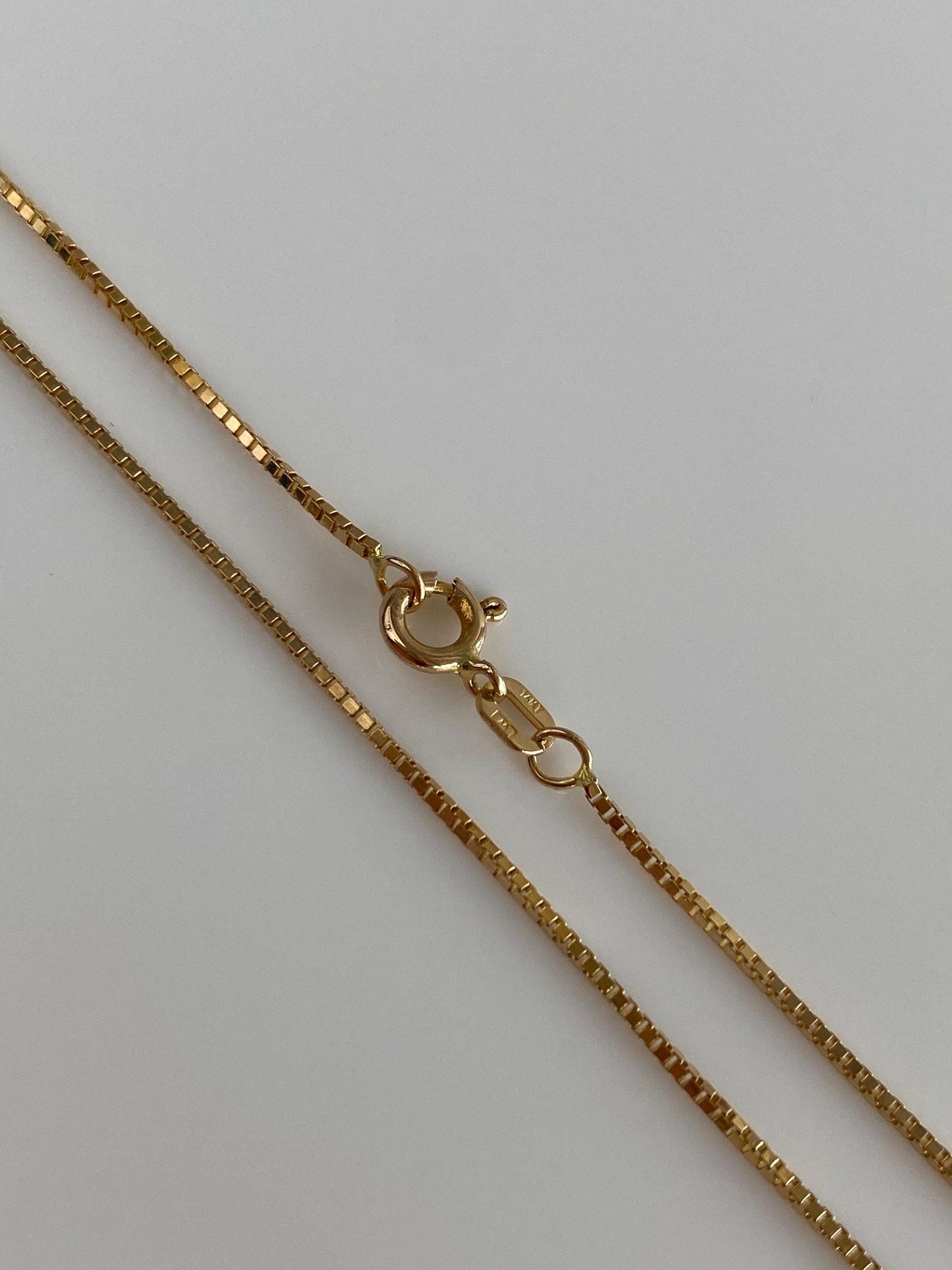 Vintage Solid 14k Yellow Gold Box Chain Necklace - 18 inches