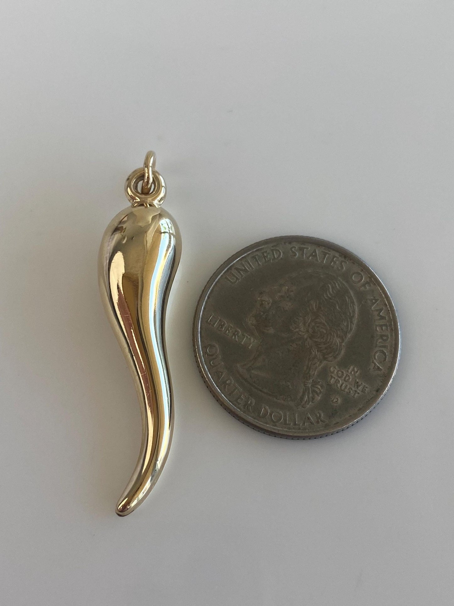 Vintage 14k Yellow Gold Large Italian Horn Charm