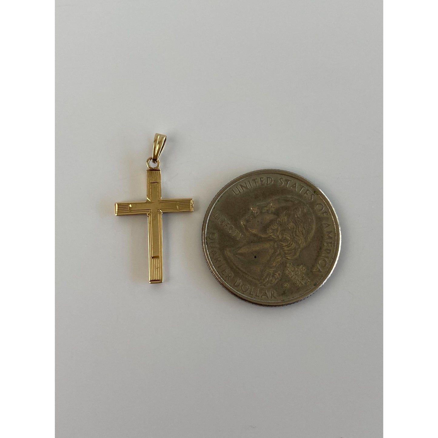 Vintage 9k Yellow Gold Lined Cross Charm