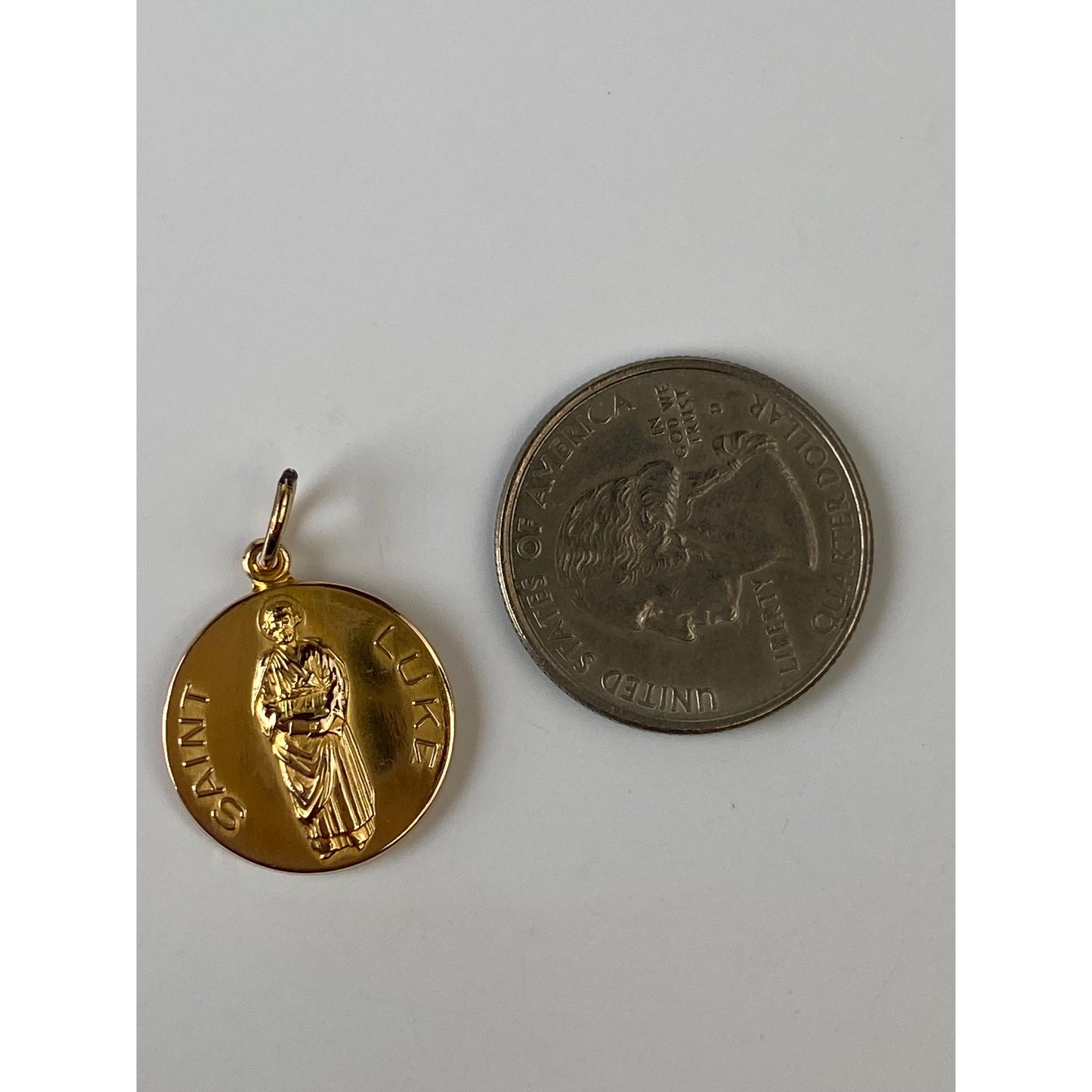 Vintage Solid 14k Yellow Gold Saint Luke Charm
