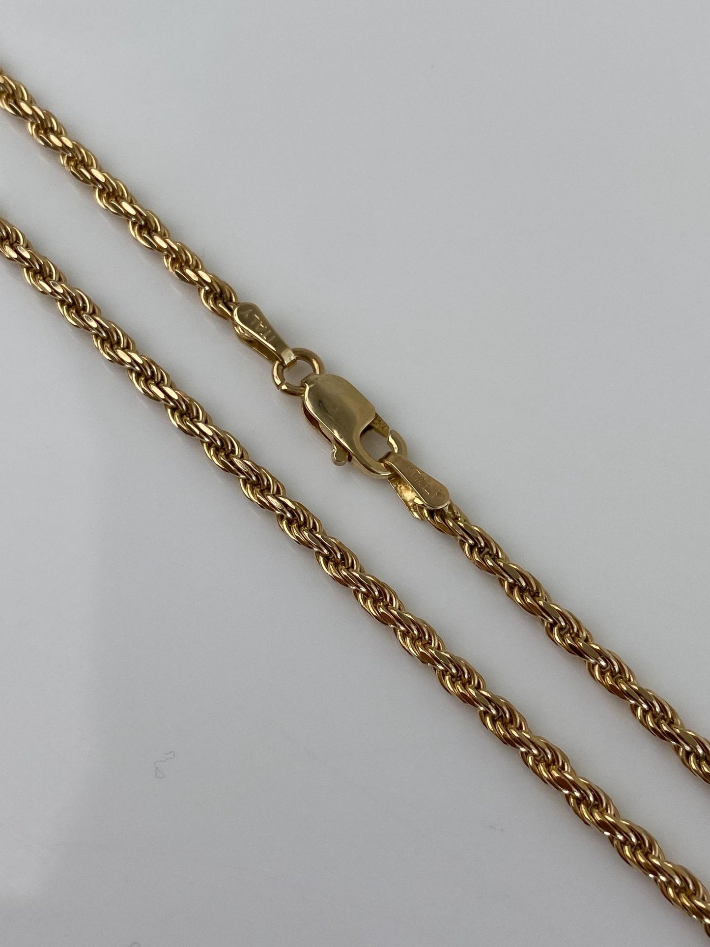 Vintage Solid 14k Yellow Gold Rope Chain Necklace - 21.5 inches