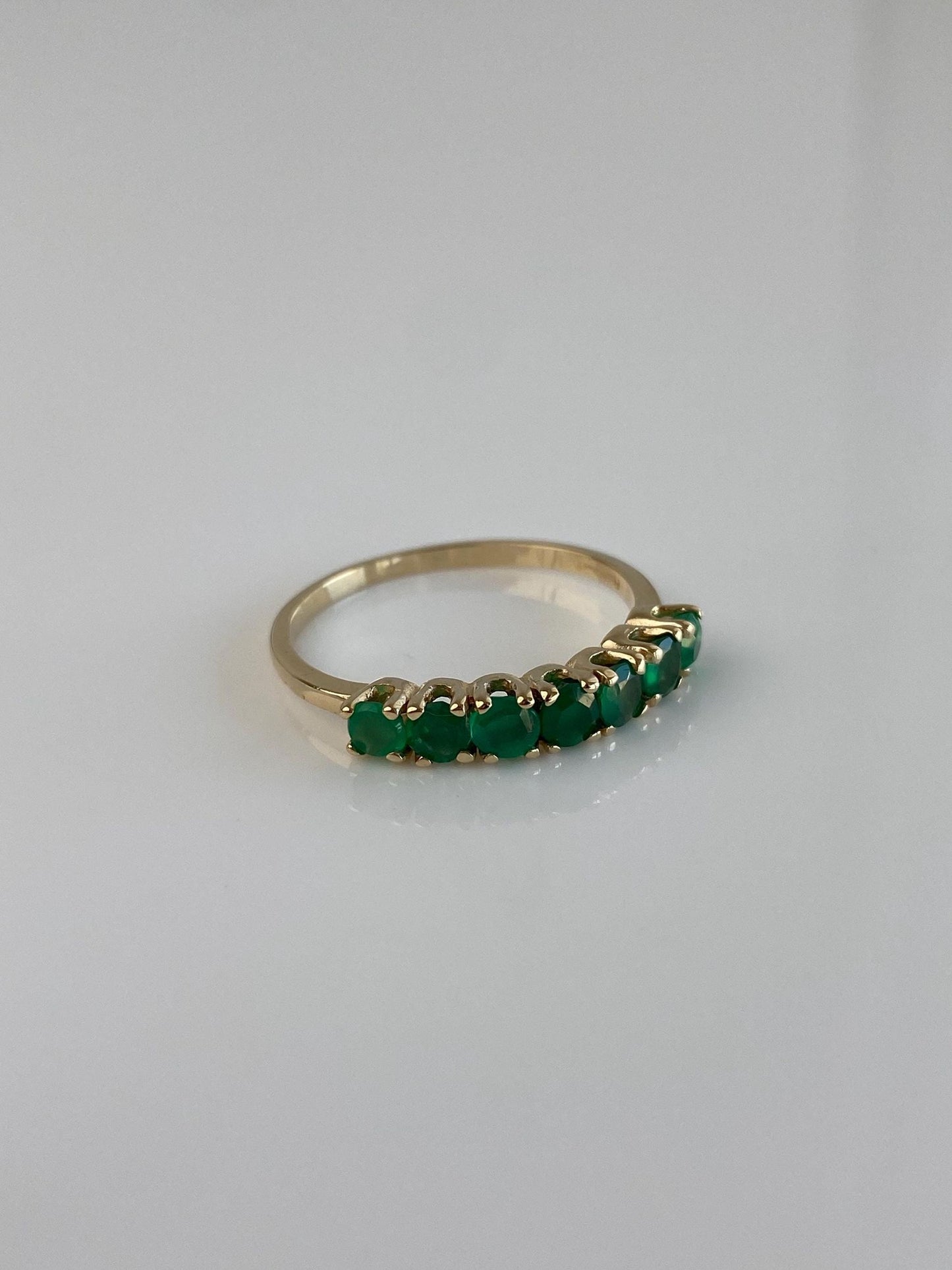 Vintage Solid 14k Yellow Gold Emerald Ring Band - Size 8