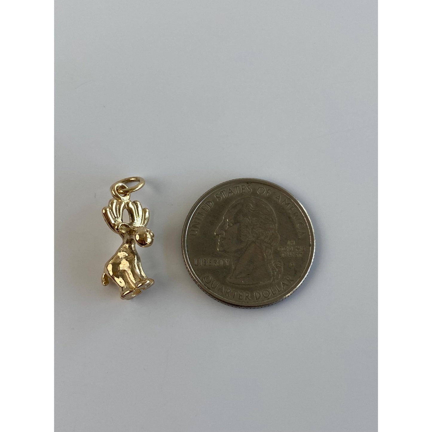 Vintage Solid 14k Yellow Gold Moose Charm