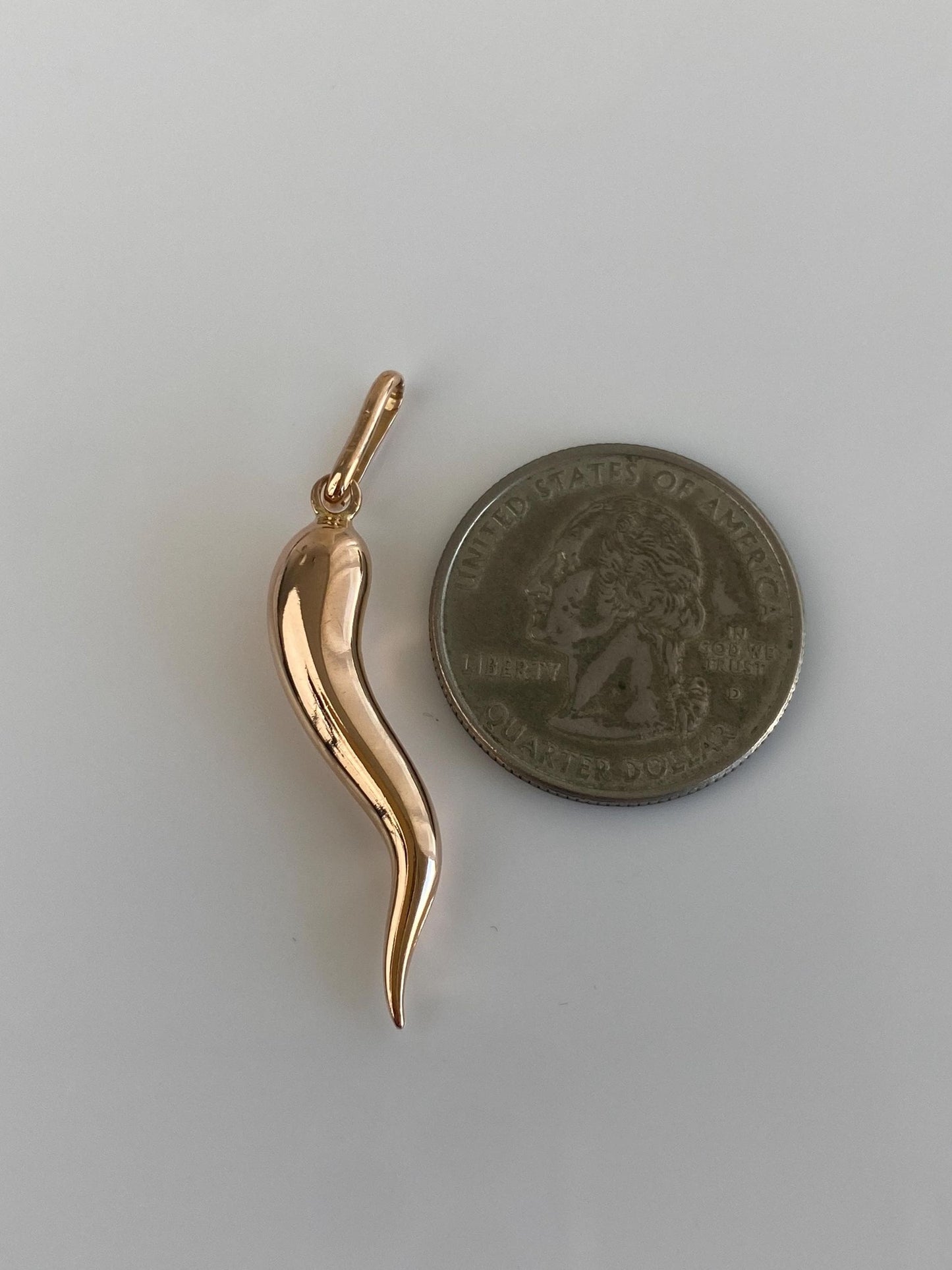 Vintage 18k Rosey Gold Large Italian Horn Charm