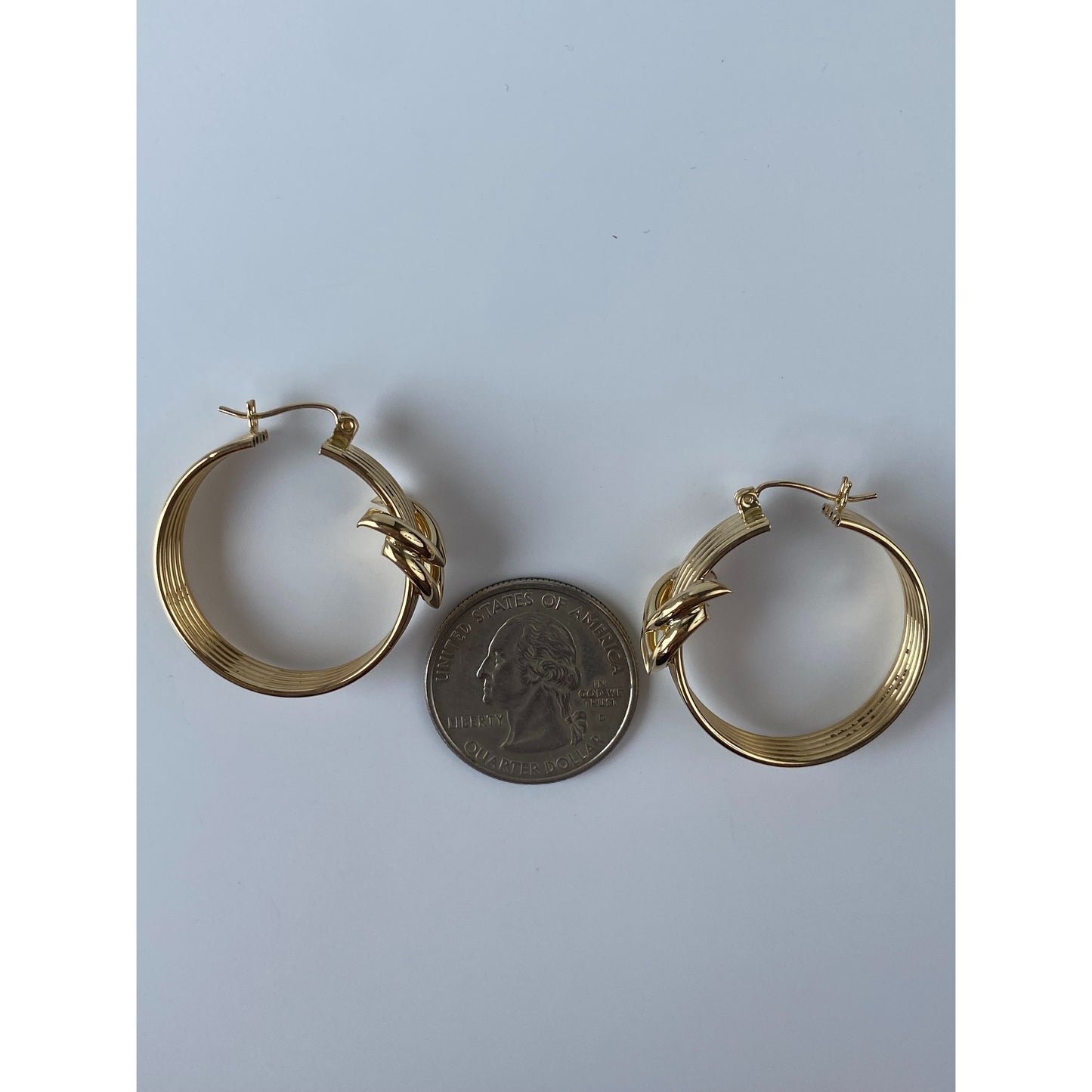 Vintage 14k Yellow Gold Layered Chevron Hoop Earrings