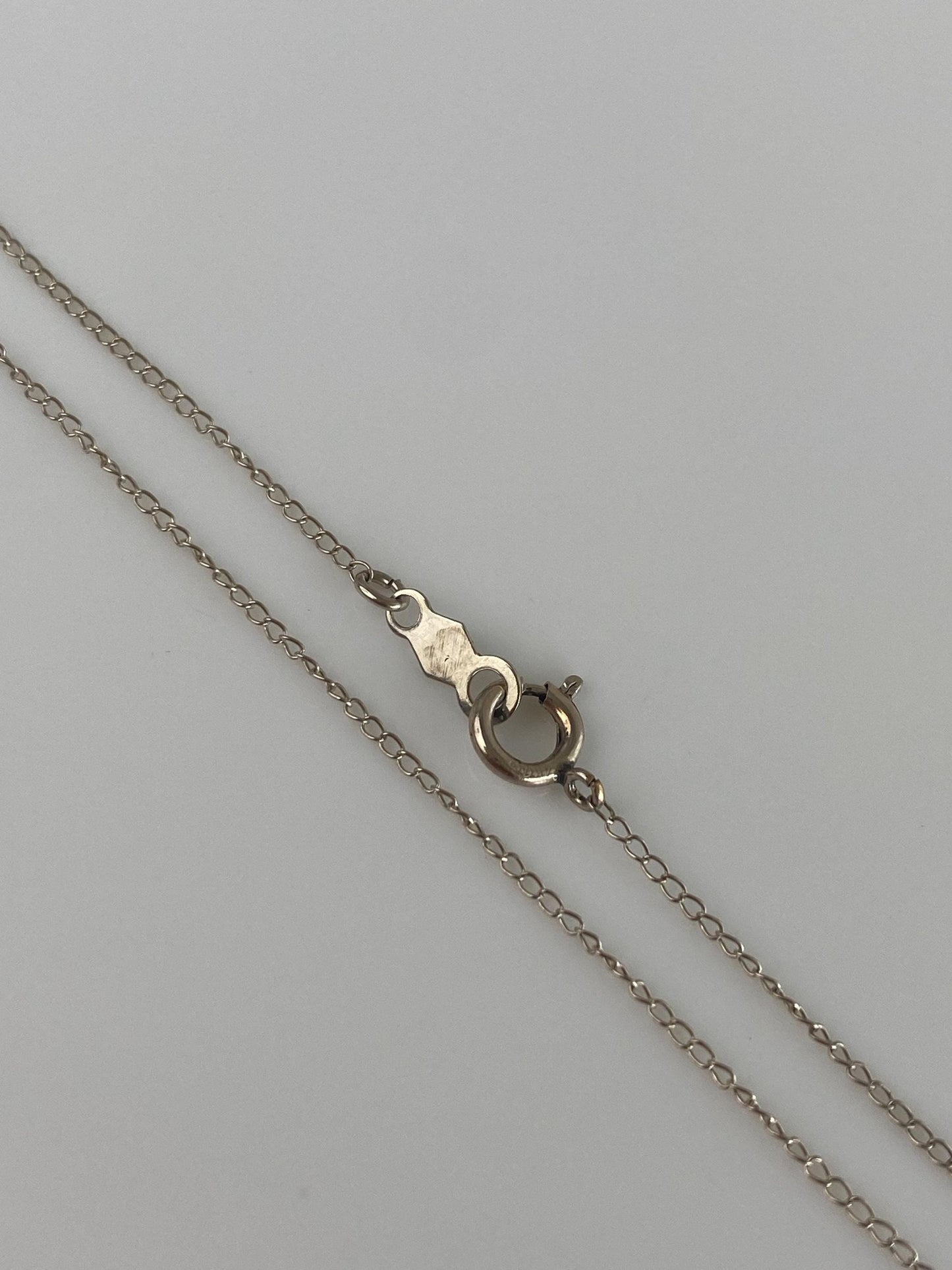 Vintage Solid 14k White Gold Dainty Elongated Curb Chain Necklace - 16 inches