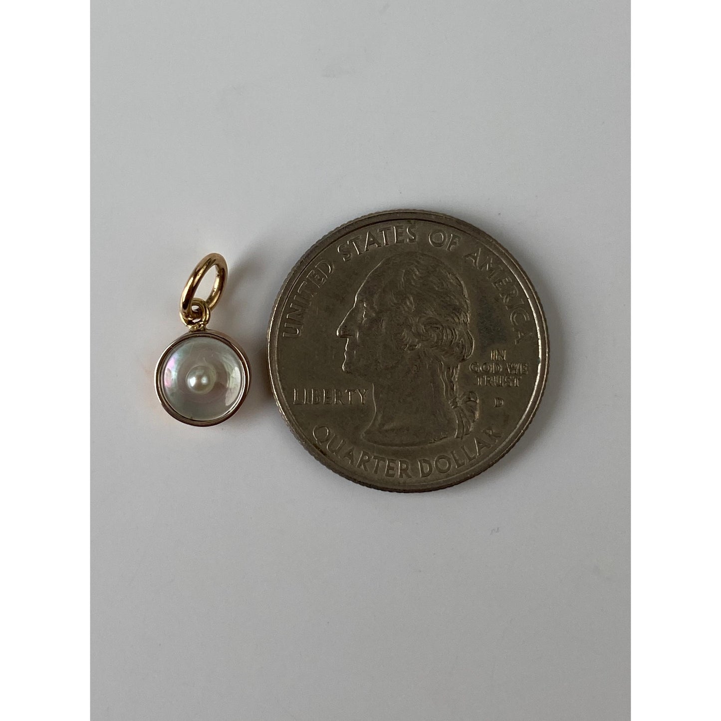 Vintage Solid 14k Yellow Gold Small Mother Of Pearl Cufflink Conversion Charm