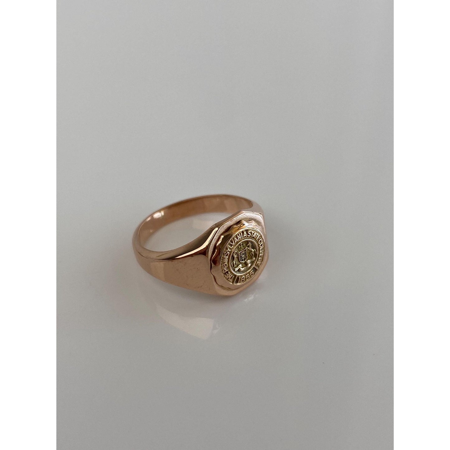Vintage Solid 10k Rose Gold Class Ring - Size 5.25