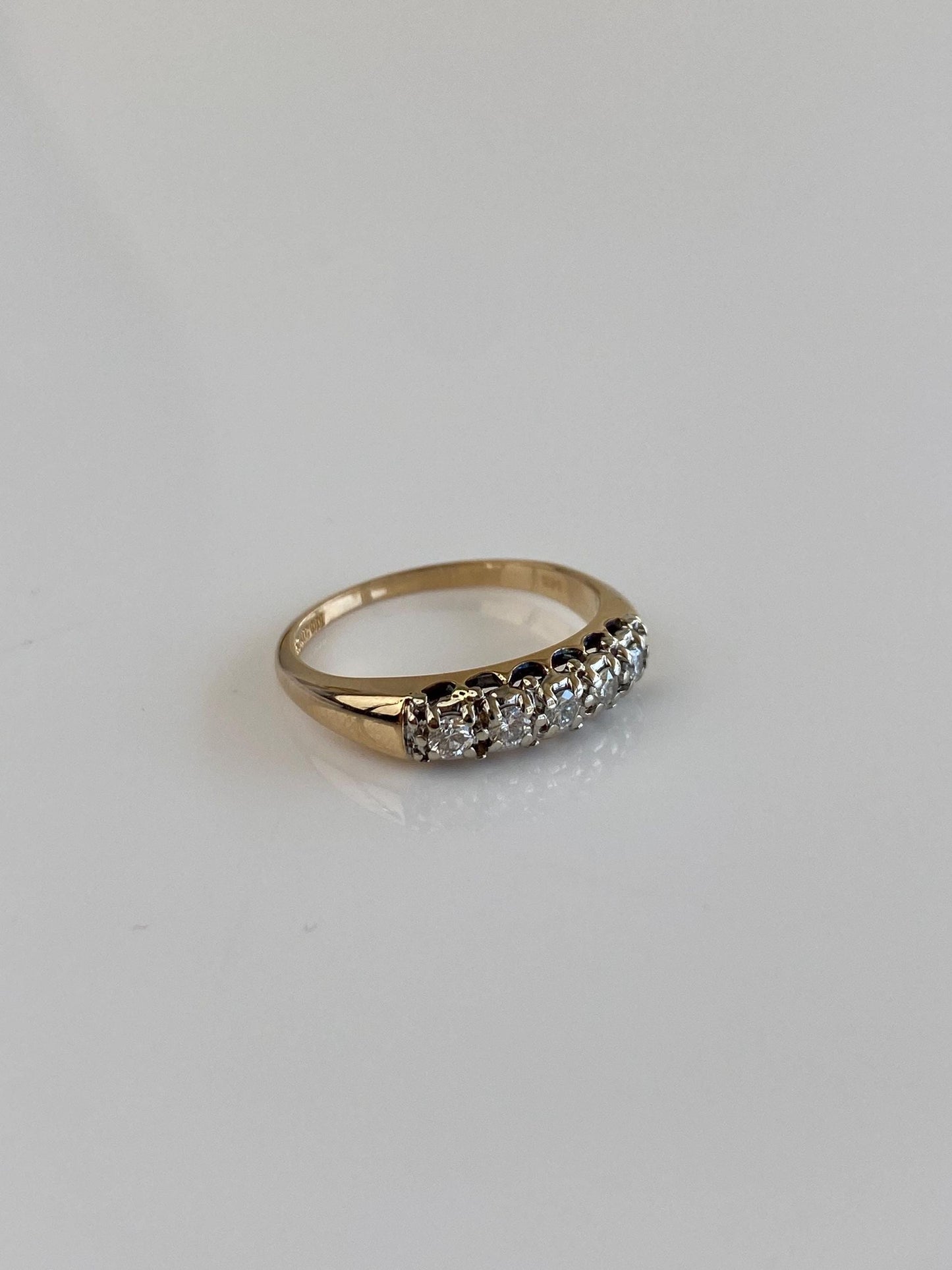 Vintage Solid 14k White & Yellow Gold Diamond Ring Band - Size 5.75