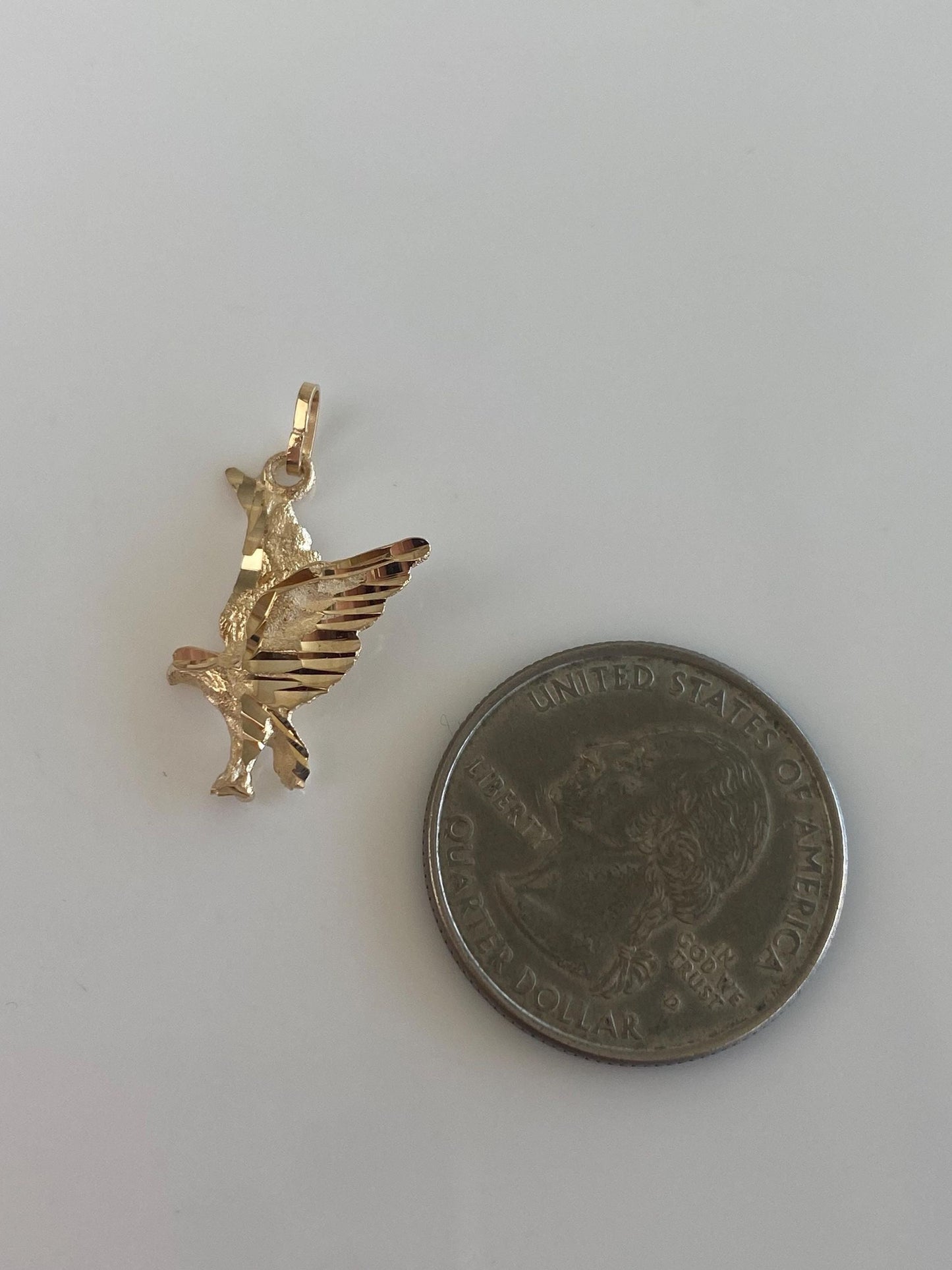 Vintage Solid 14k Yellow Gold Diamond Cut Bird Charm