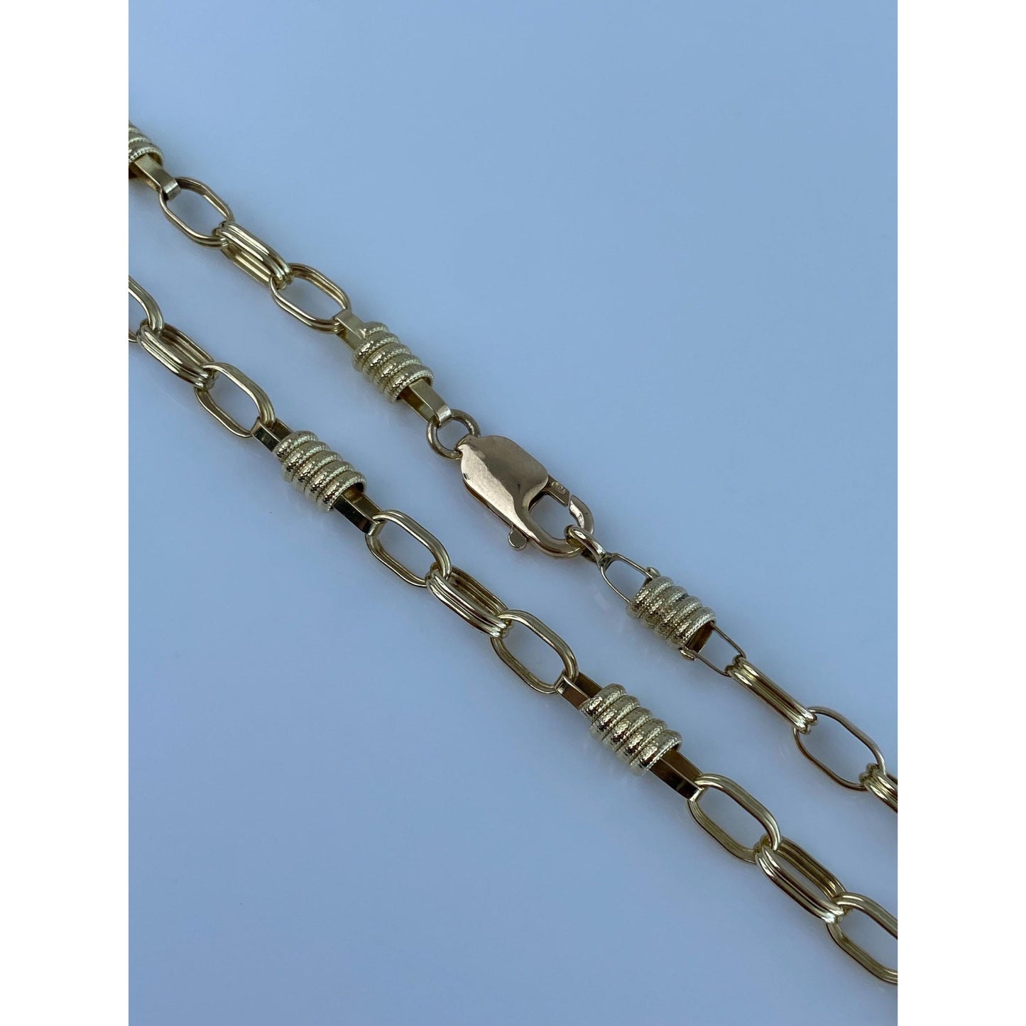 Vintage Solid 14k Yellow Gold Long Fancy Link Chain Necklace - 30.5 inches