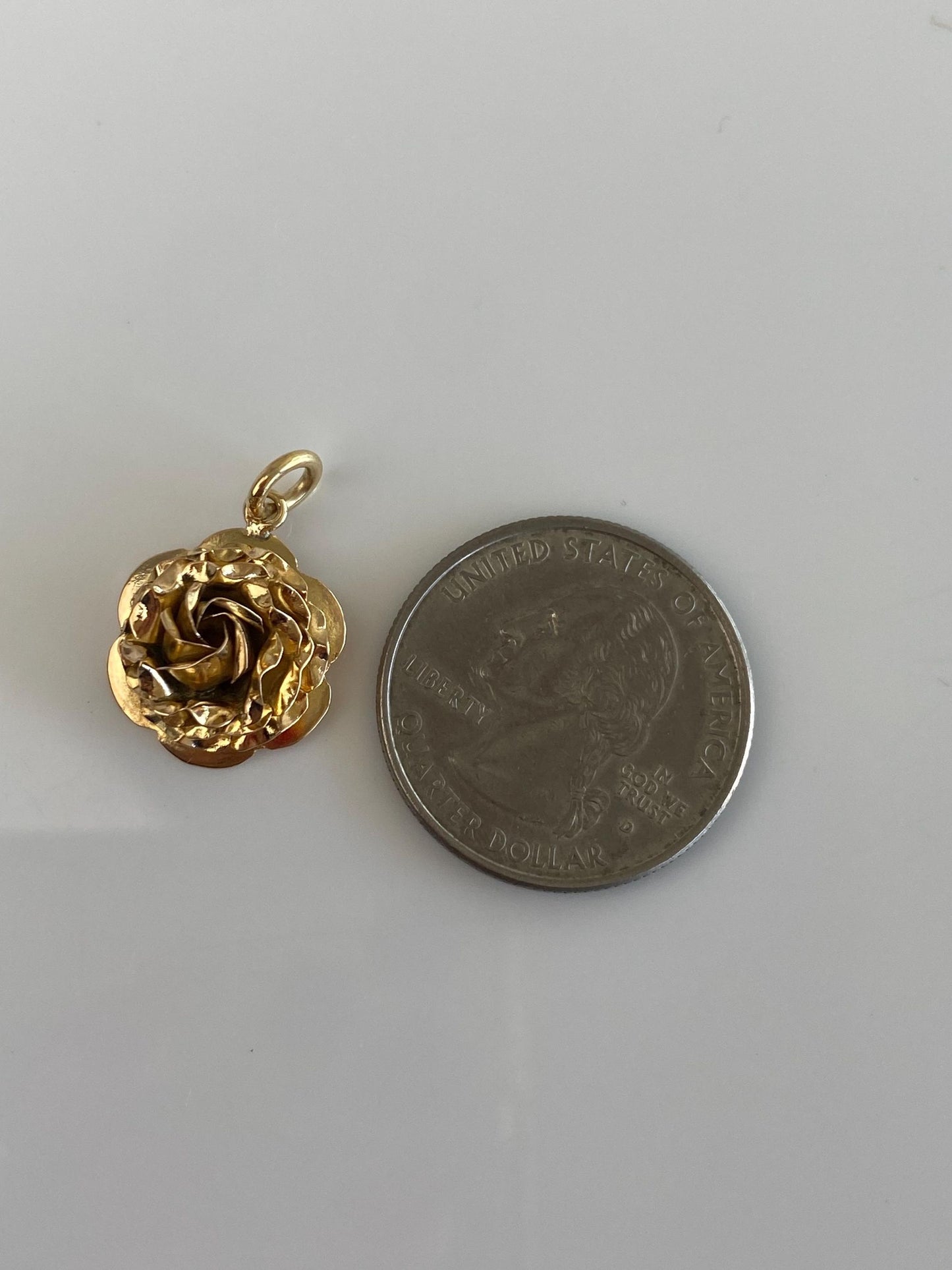 Vintage Solid 14k Yellow Gold Rose Charm