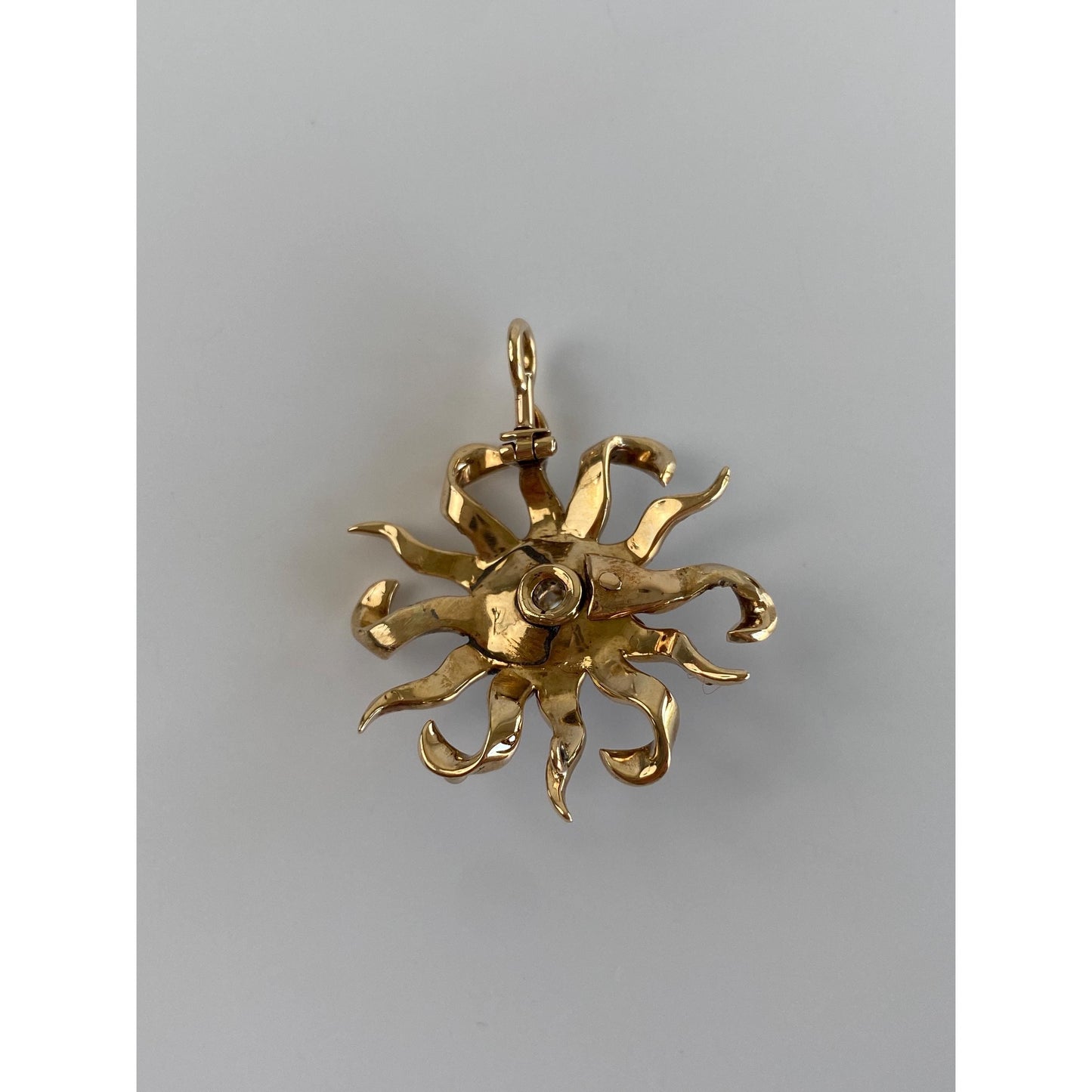 Vintage Solid 14k Yellow Gold Diamond Seed Pearl Wavy Star Charm