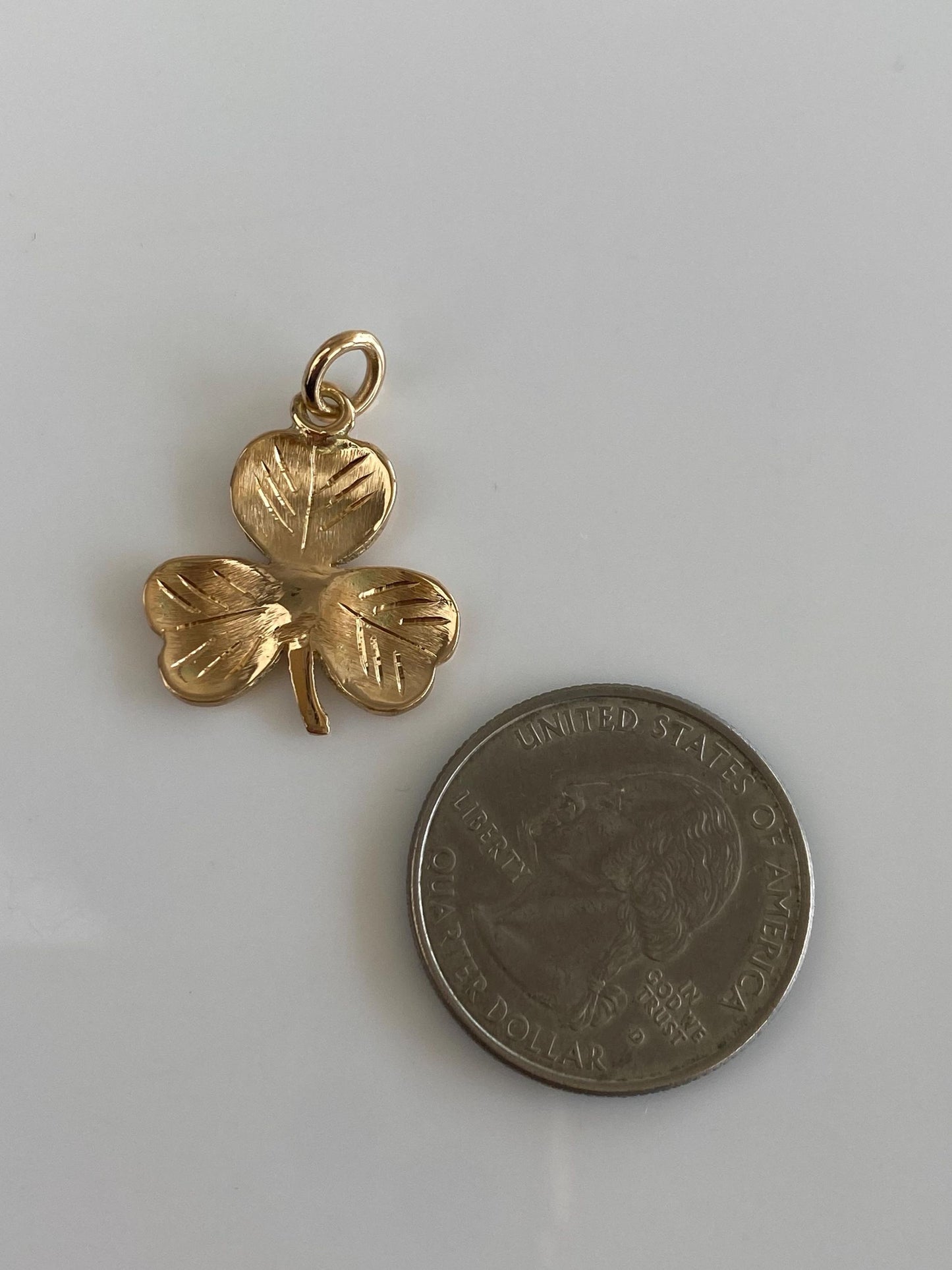 Vintage Solid 14k Yellow Gold Clover Charm
