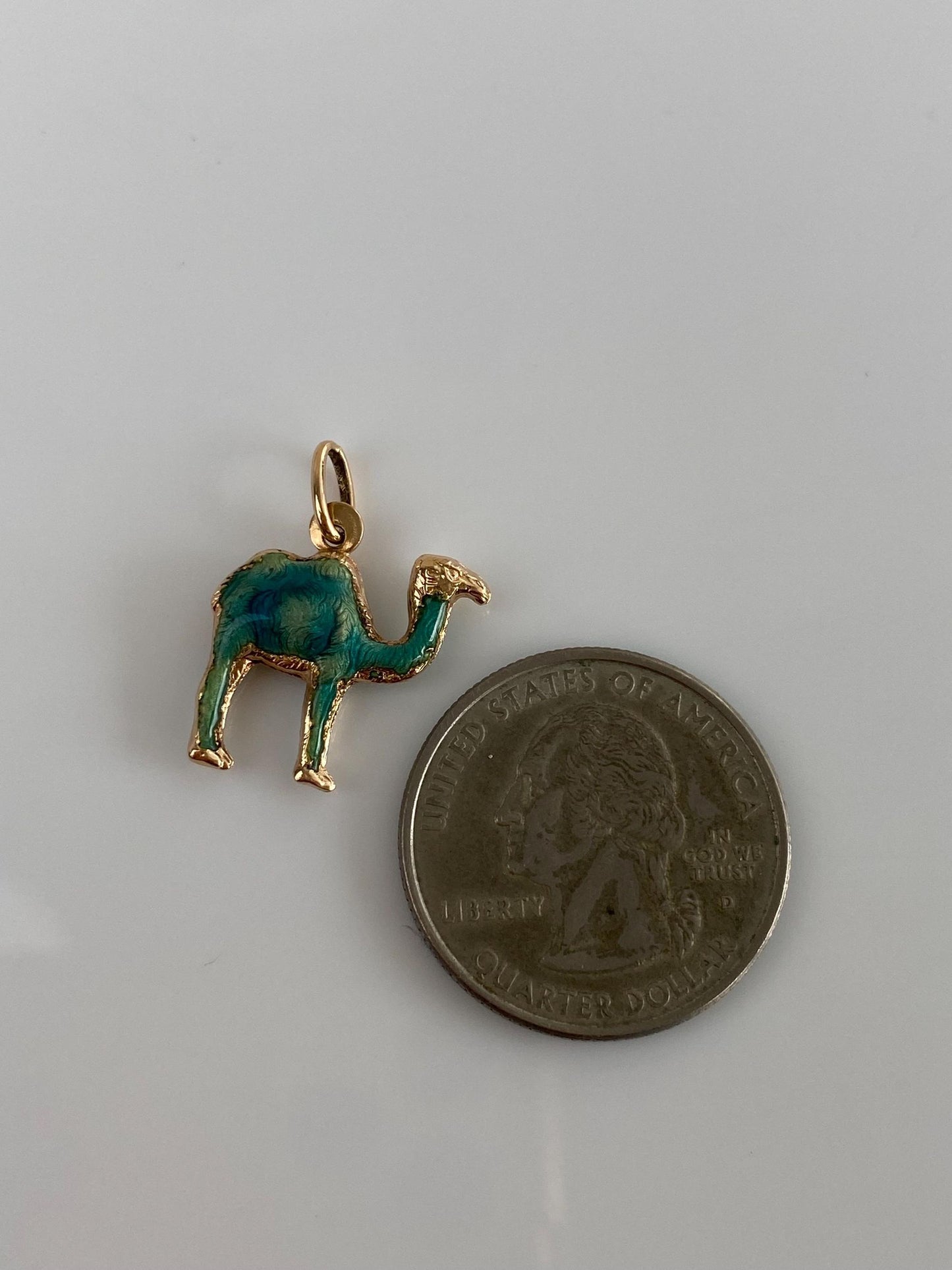Vintage 18k Yellow Gold Enamel Camel Charm