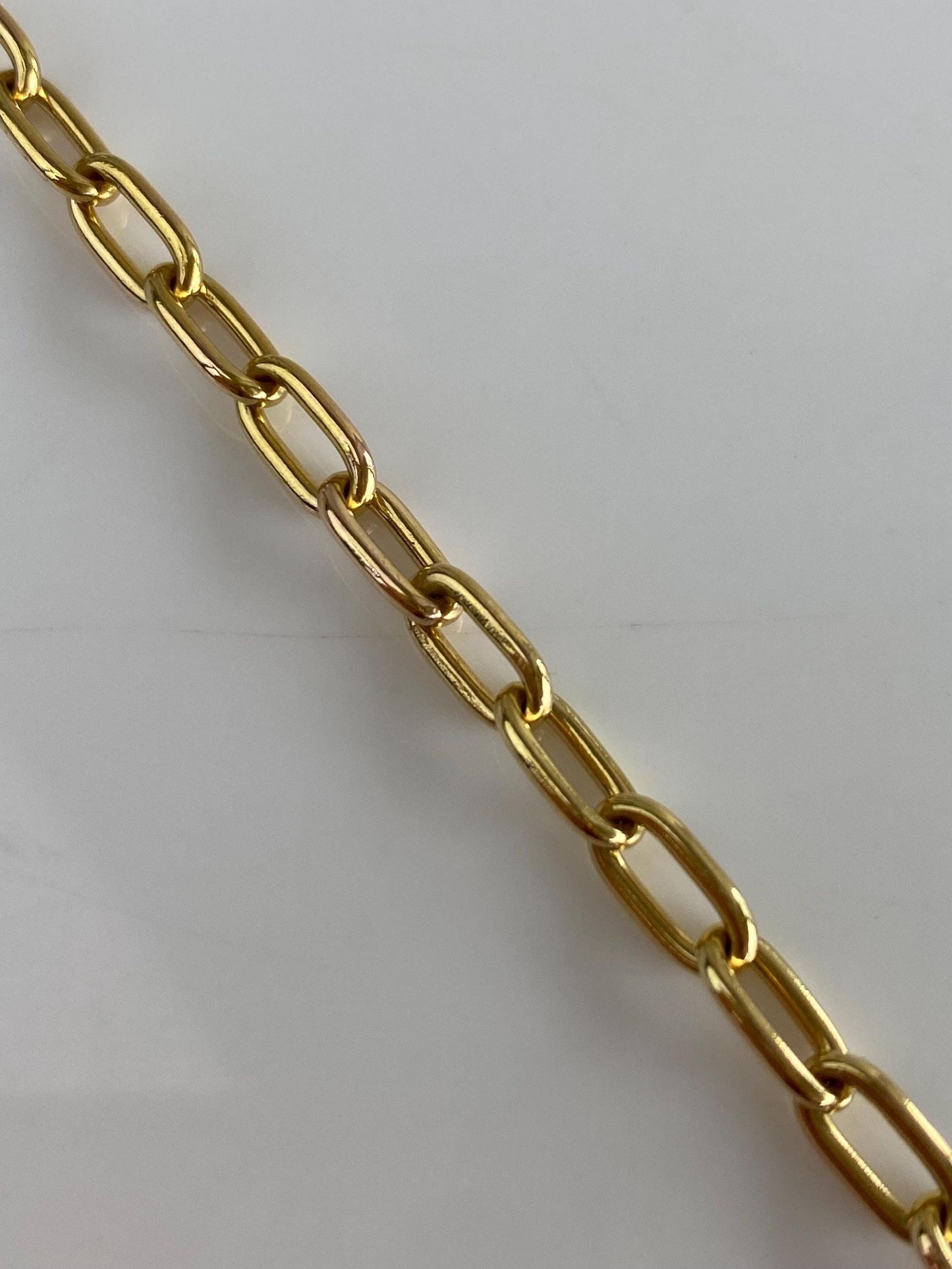 Vintage Solid 18k Yellow Gold Paperclip Chain Bracelet - 7.5 Inches