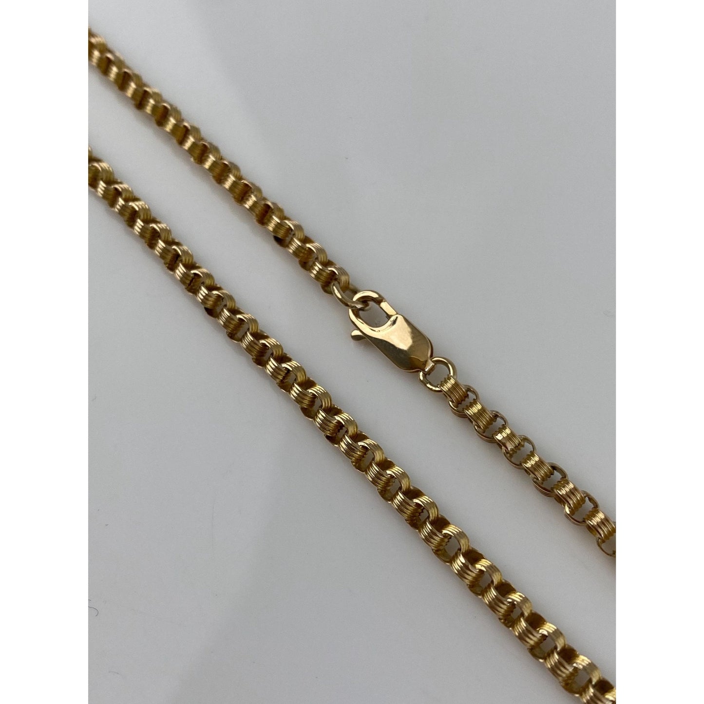 Vintage Solid 14k Gold Fancy Rolo Chain Necklace - 23 inches