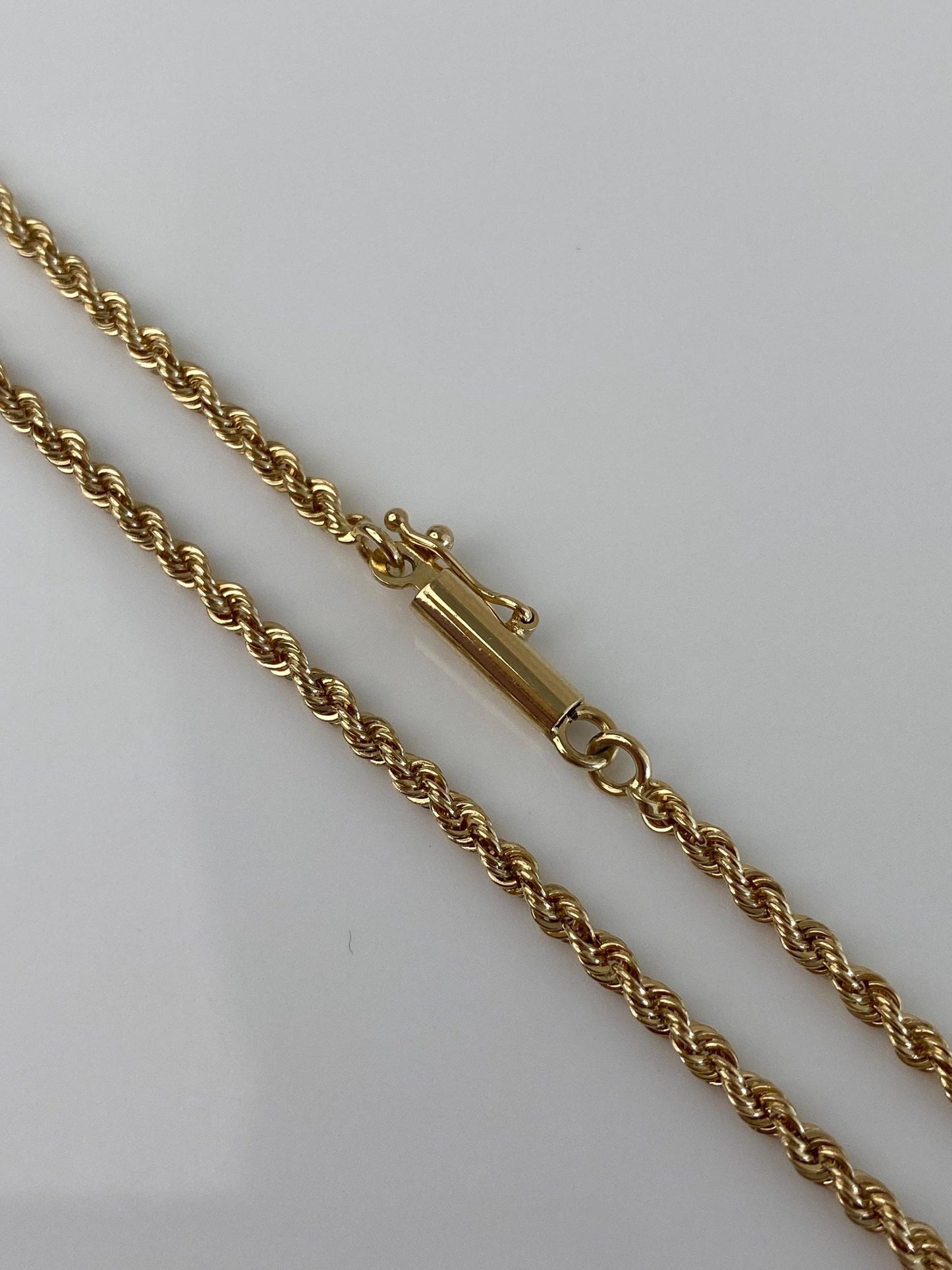 Vintage Solid 14k Yellow Gold Slim Rope Chain Necklace - 18 inches