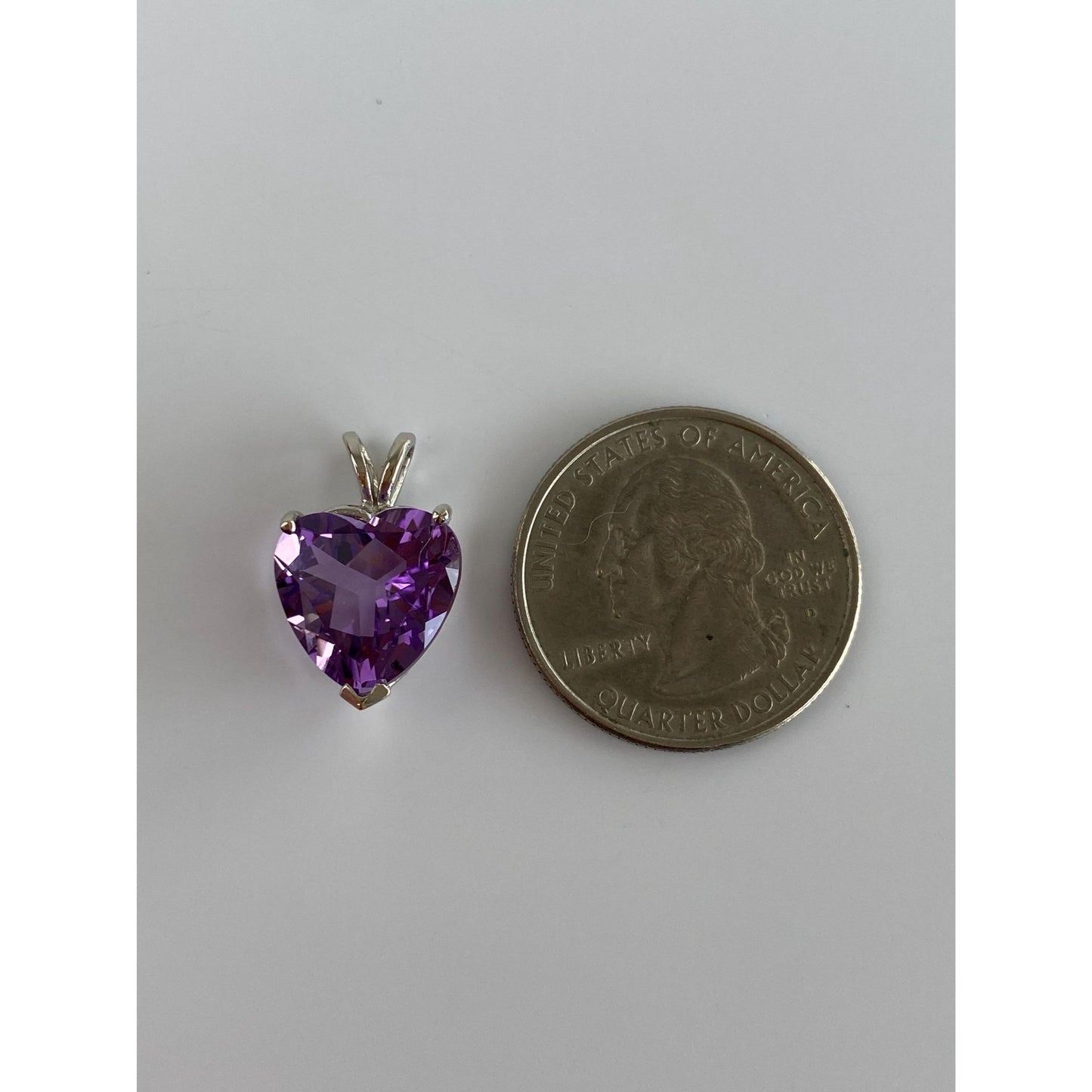 Vintage Solid 14k White Gold Amethyst Heart Charm