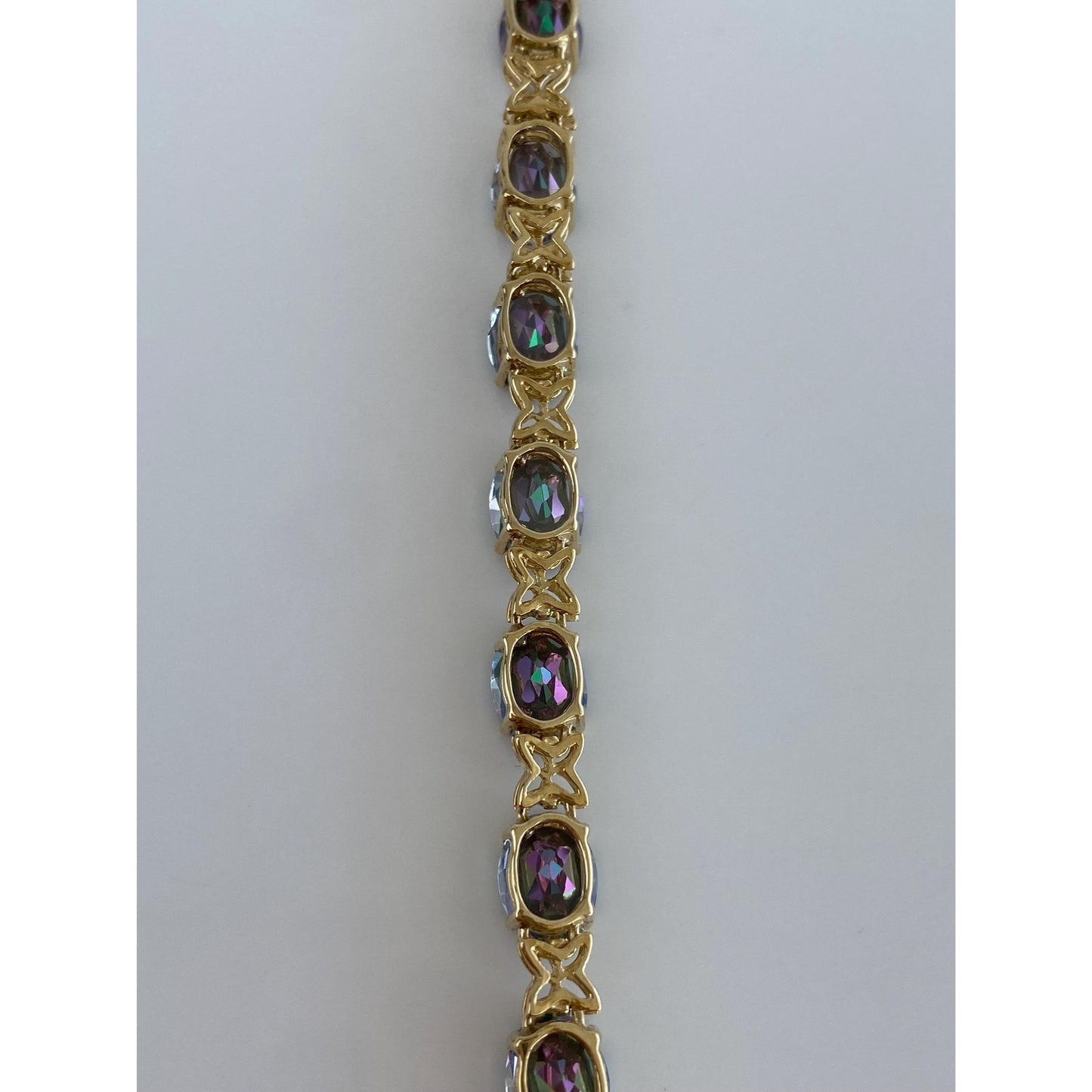 Solid 14k Yellow Gold Mystic Topaz Bracelet - 7.25 inches