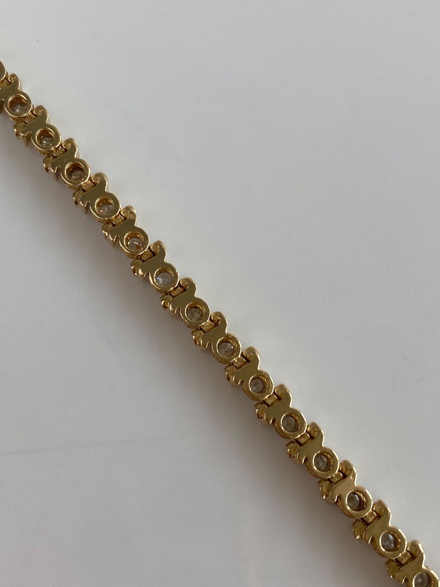 Vintage Solid 14k Yellow Gold Diamond Tennis Bracelet - 7 Inches