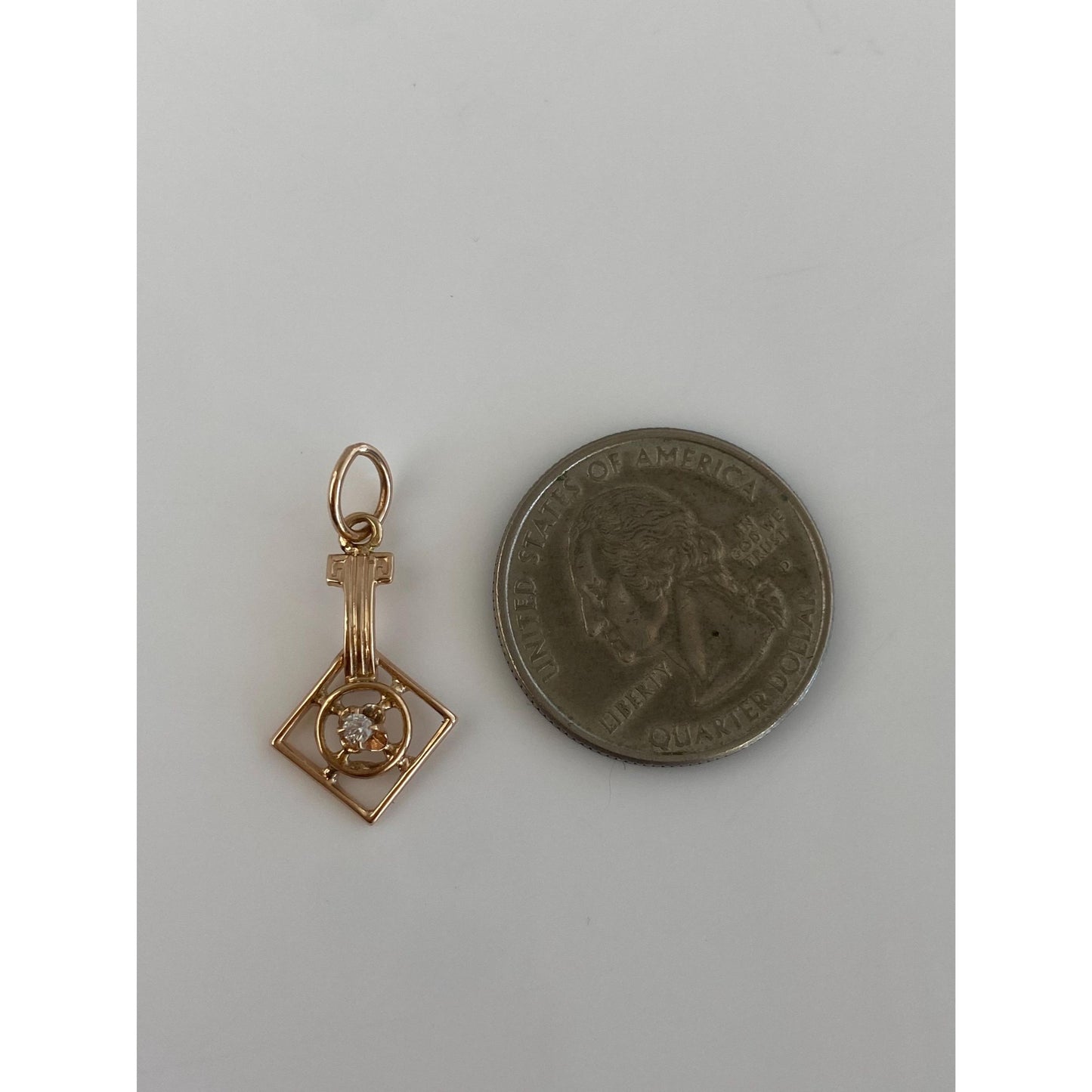 Vintage Solid 14k Yellow Gold Diamond Stick Pin Conversion Charm