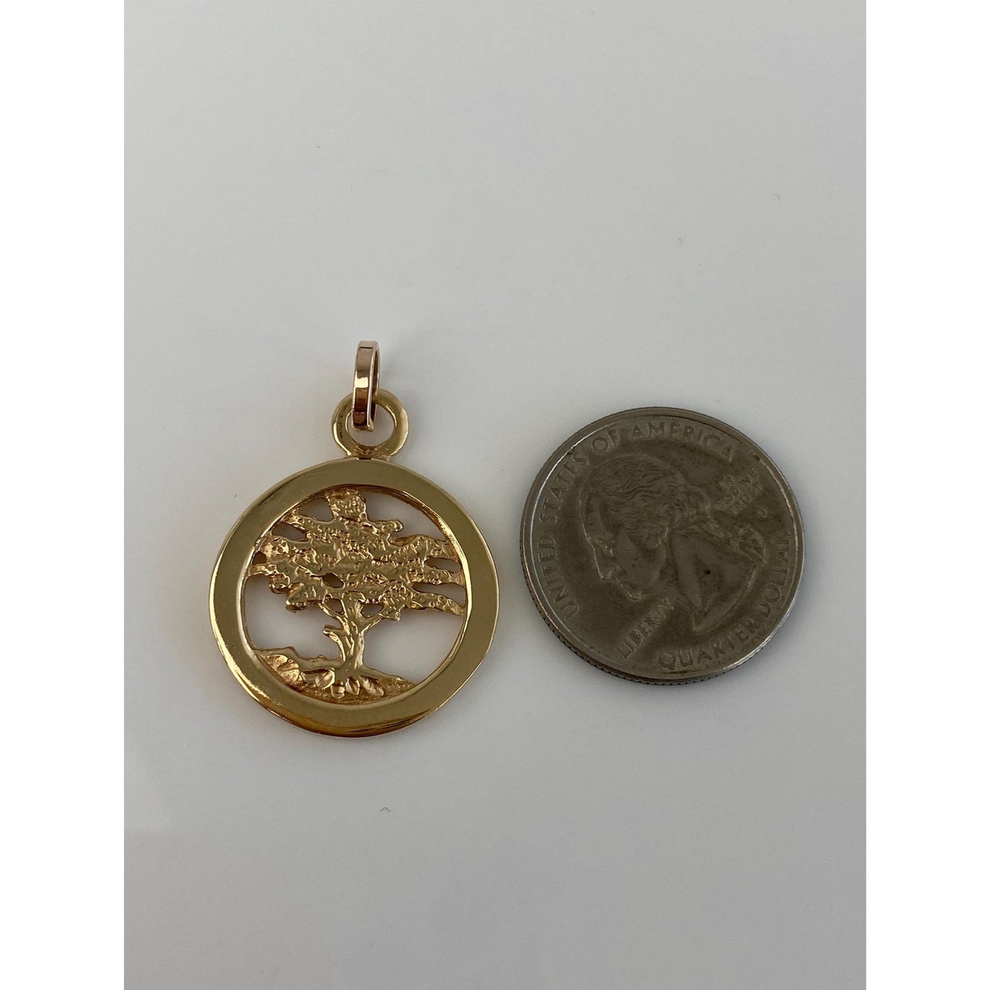Vintage Solid 14k Yellow Gold Tree Charm