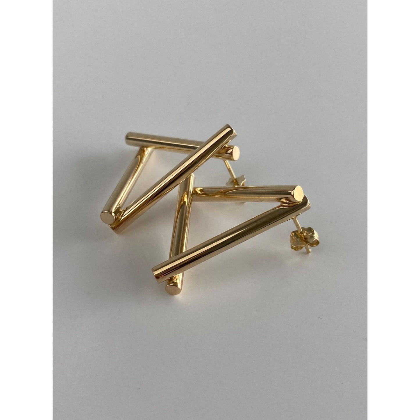 Vintage 14k Yellow Gold Triangle Stud Earrings