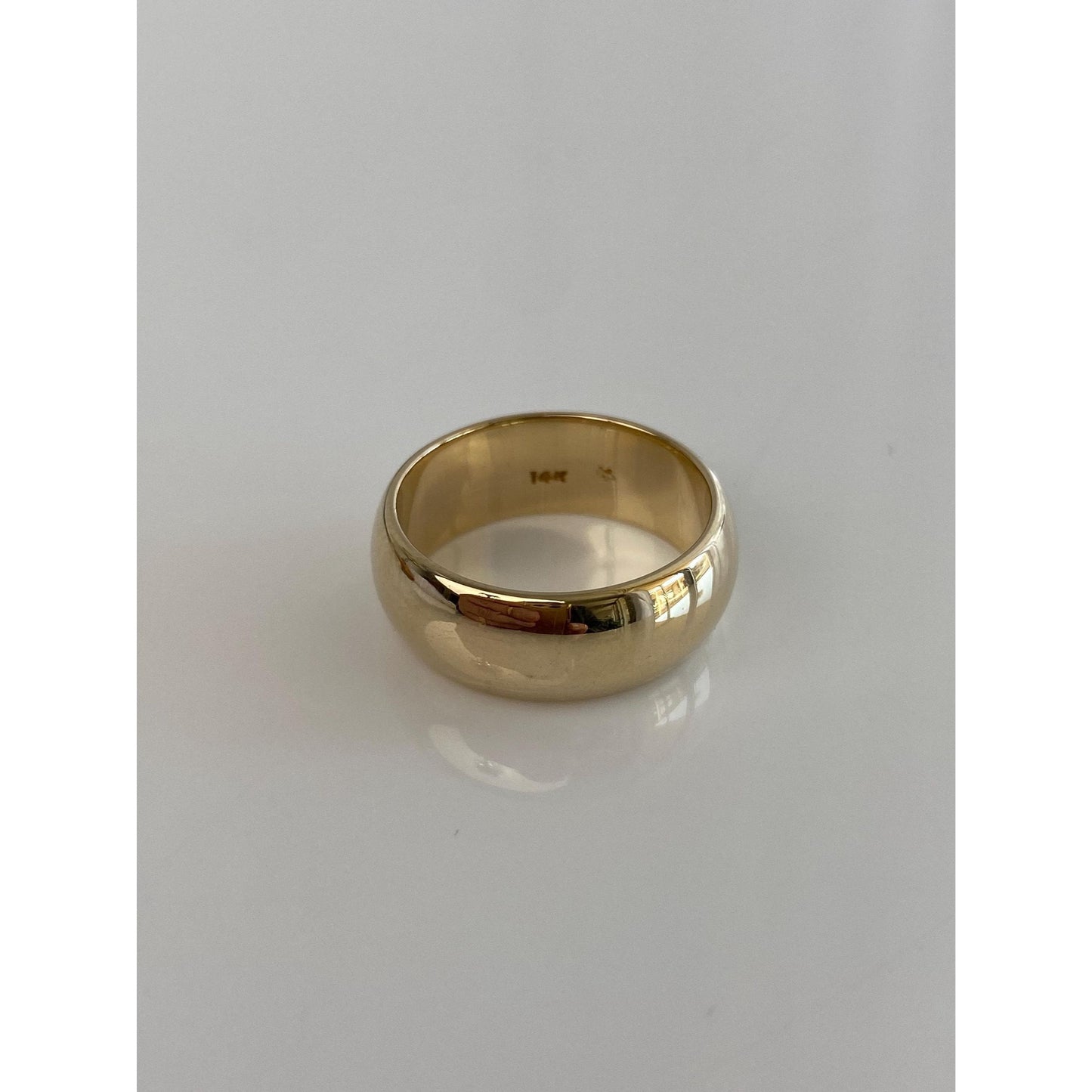 Vintage Solid 14k Yellow Gold Wide Ring Band - Size 6.75