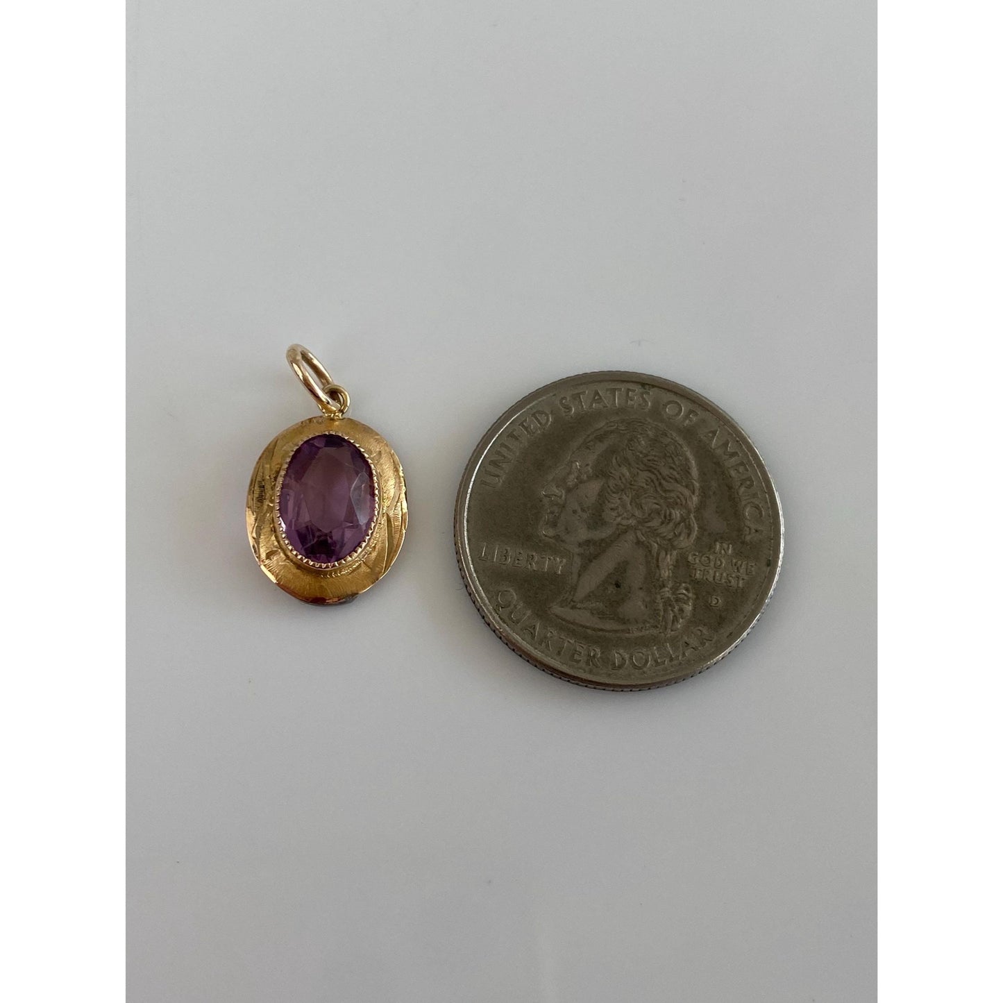 Vintage Solid 14k Yellow Gold Purple Cubic Zirconia Stick Pin Conversion Charm
