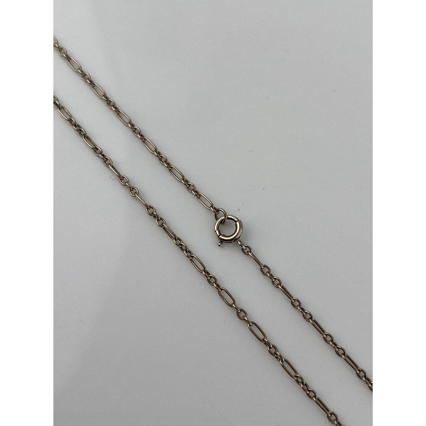 Vintage Solid 14k White Gold Fancy Link Chain Necklace - 15.5 inches