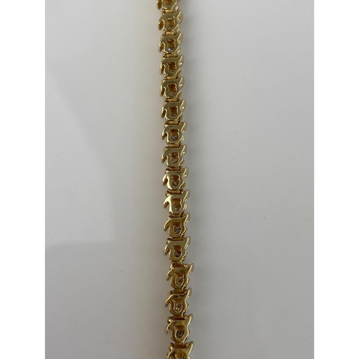 Solid 14k Yellow Gold Diamond Tennis Bracelet - 7.75 Inches