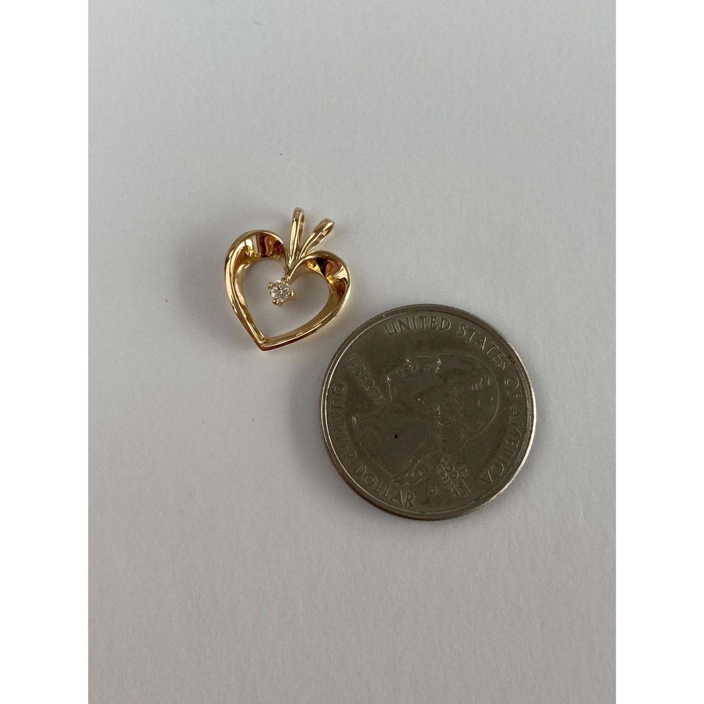 Solid 14k Yellow Gold Diamond Heart Charm