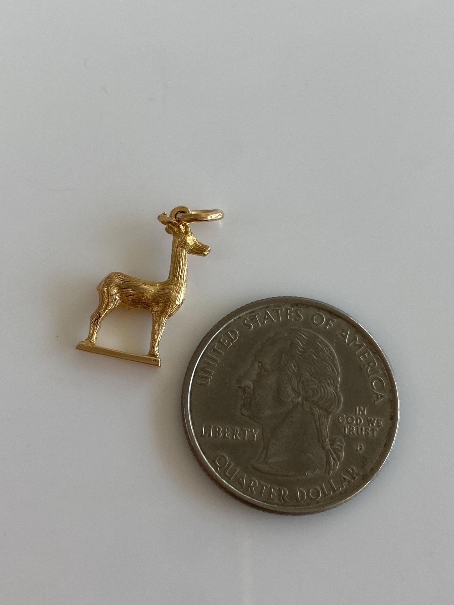 Vintage Solid 18k Yellow Gold Deer Charm